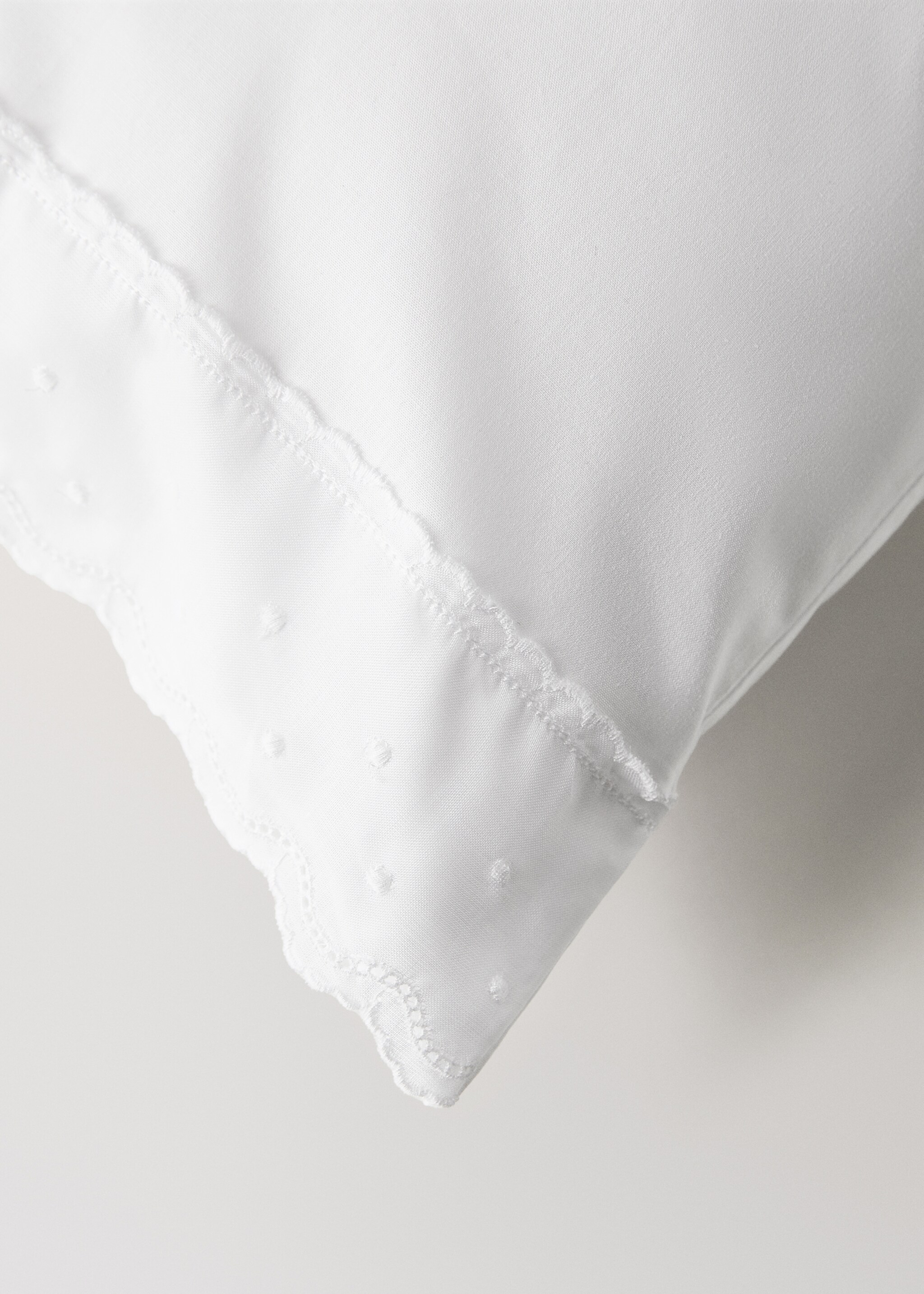 Embroidered frill cot pillow and top sheet set - Details of the article 2, White. Ref: 17052549-00.