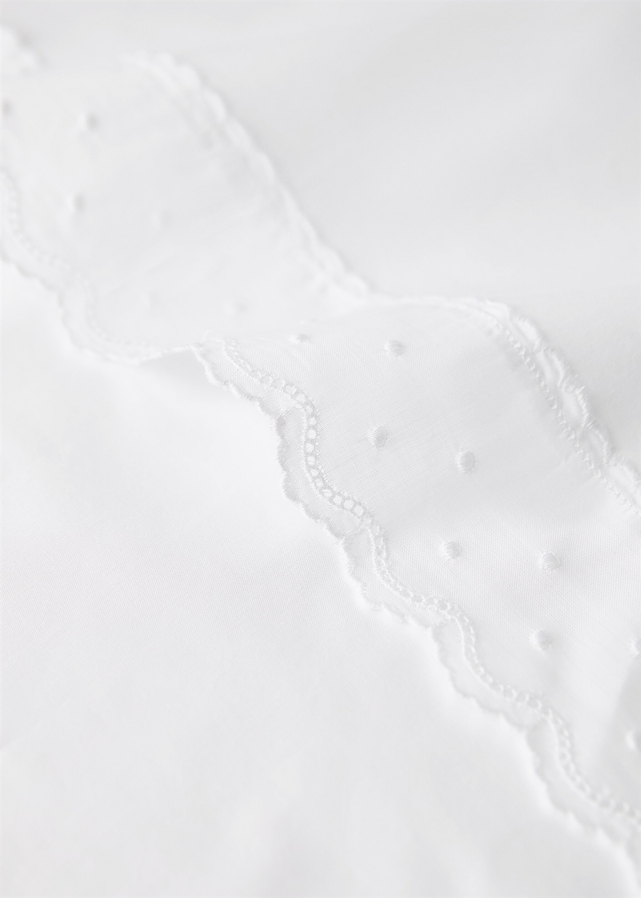 Embroidered frill cot pillow and top sheet set - Details of the article 4, White. Ref: 17052549-00.