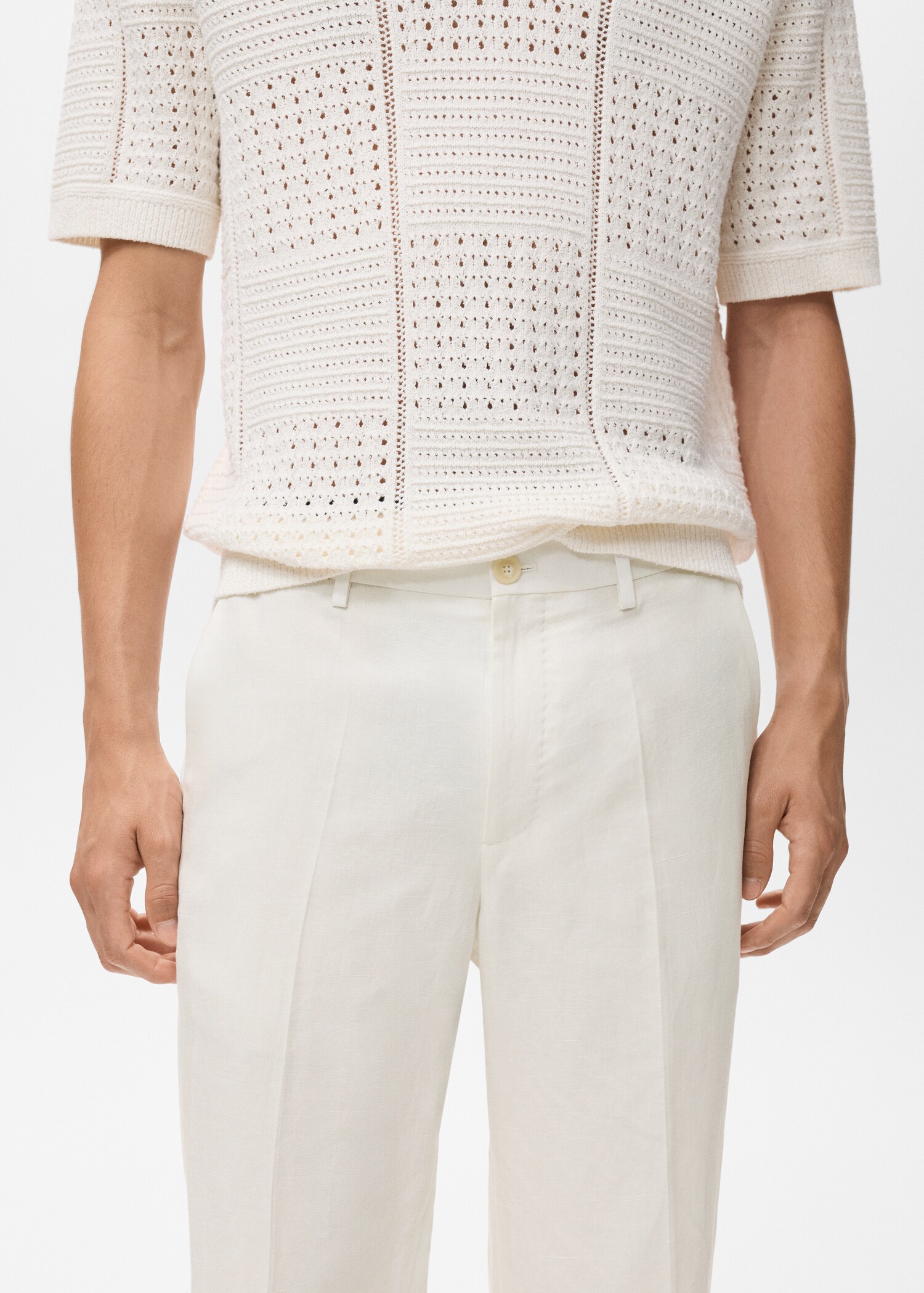Straight-leg trousers in a linen and lyocell blend - Details of the article 1