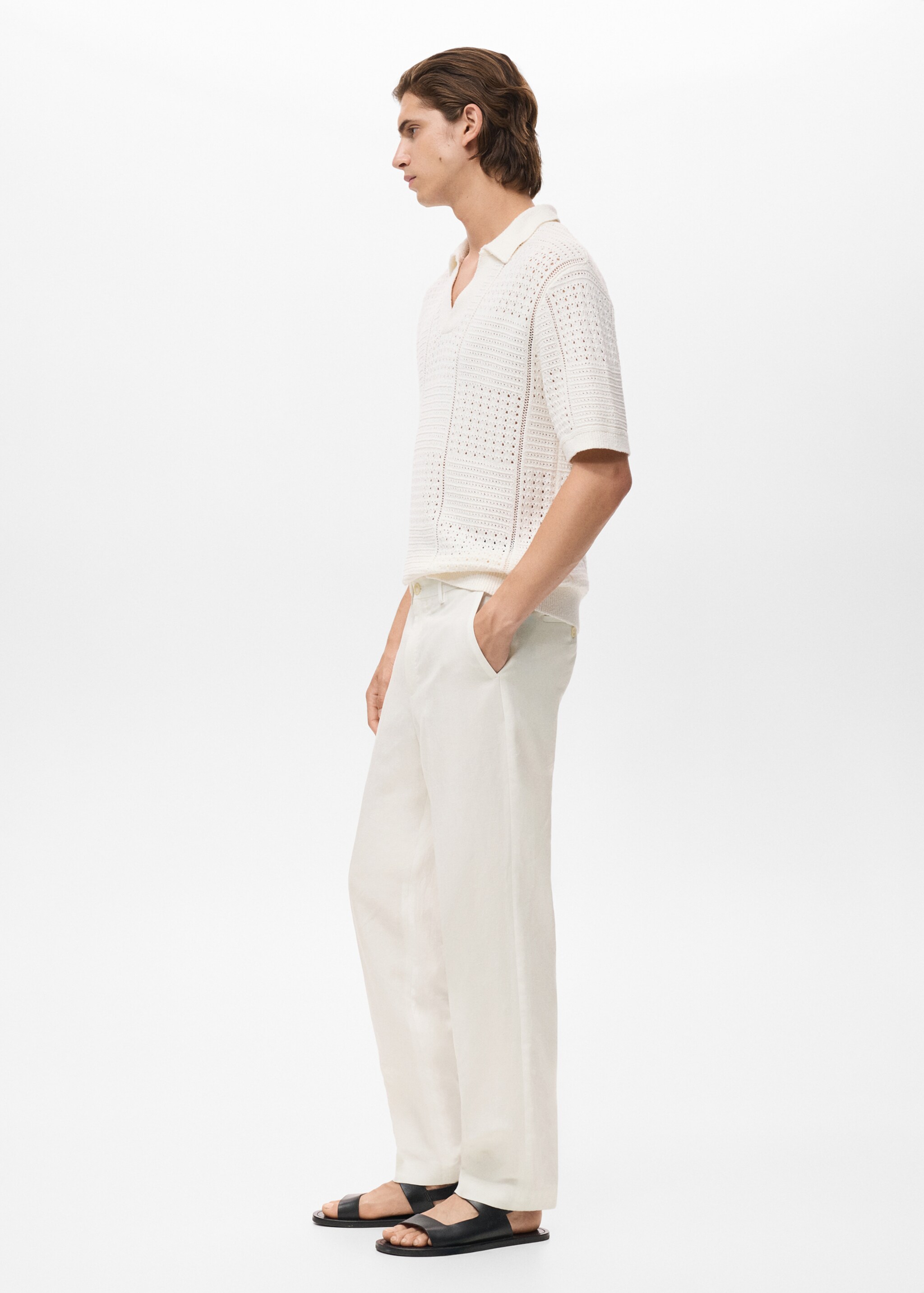 Straight-leg trousers in a linen and lyocell blend - Details of the article 2