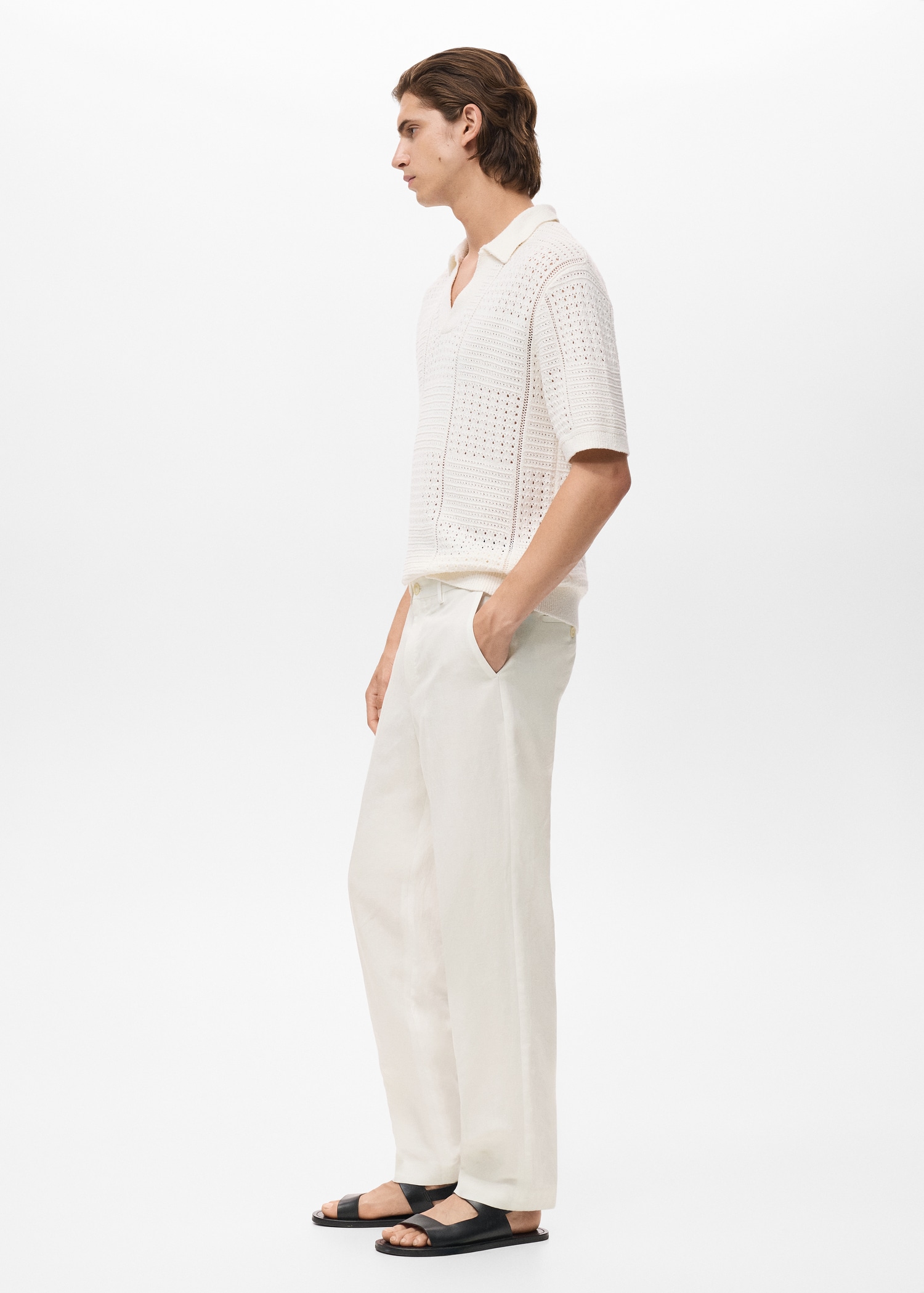 Straight-leg trousers in a linen and lyocell blend - Details of the article 2