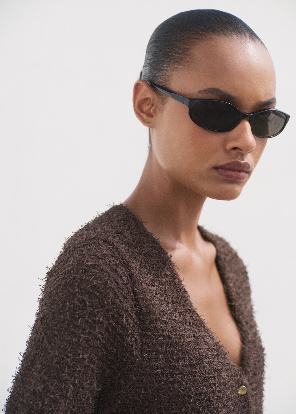 Short-sleeved bouclé cardigan