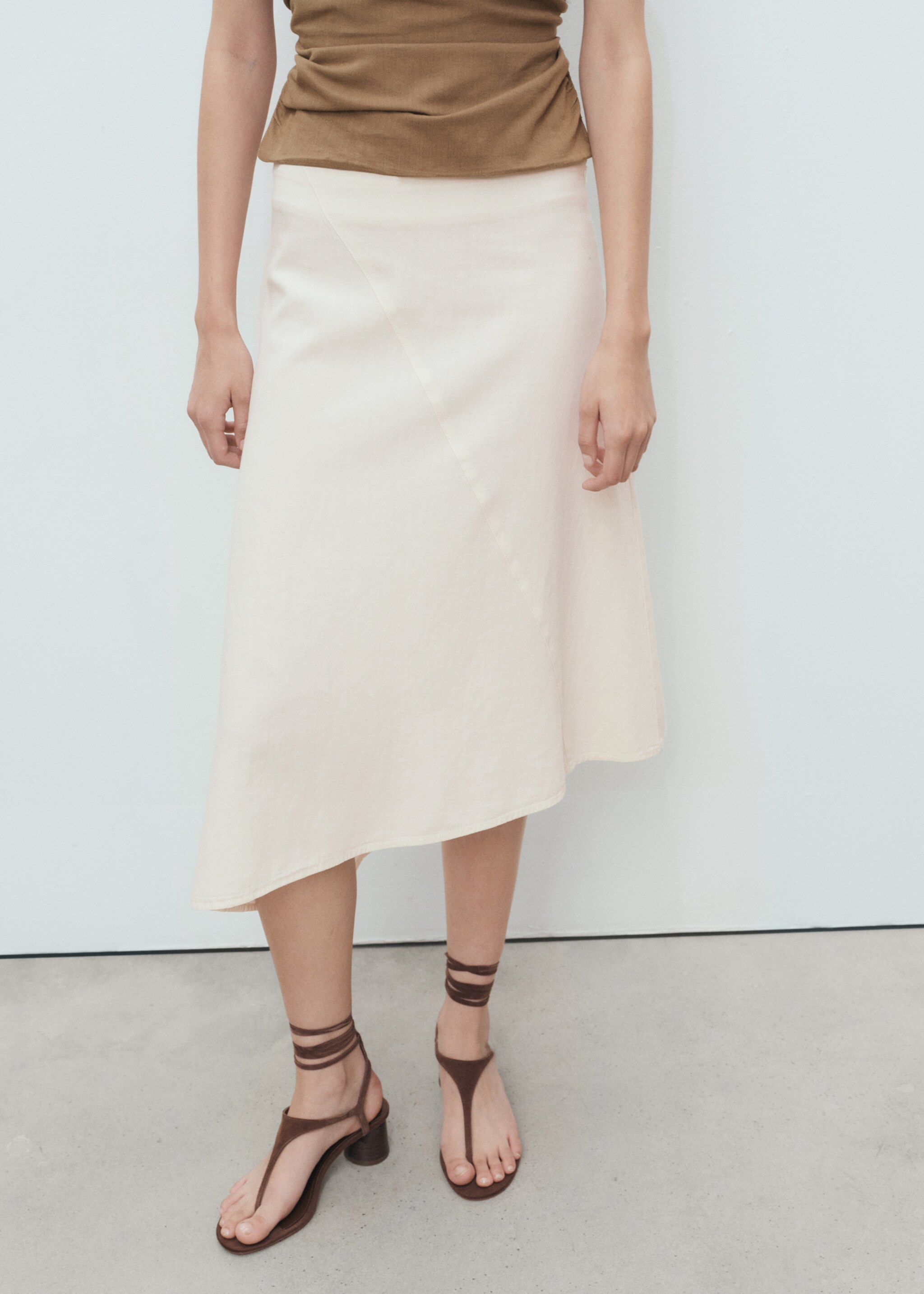Asymmetrical cotton midi skirt - Medium plane