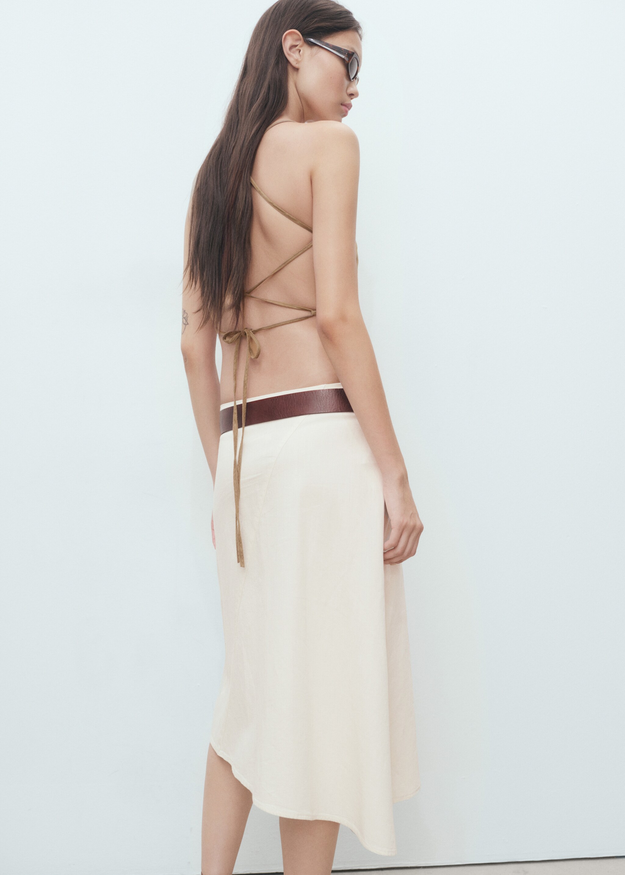 Asymmetrical cotton midi skirt - Reverse of the article