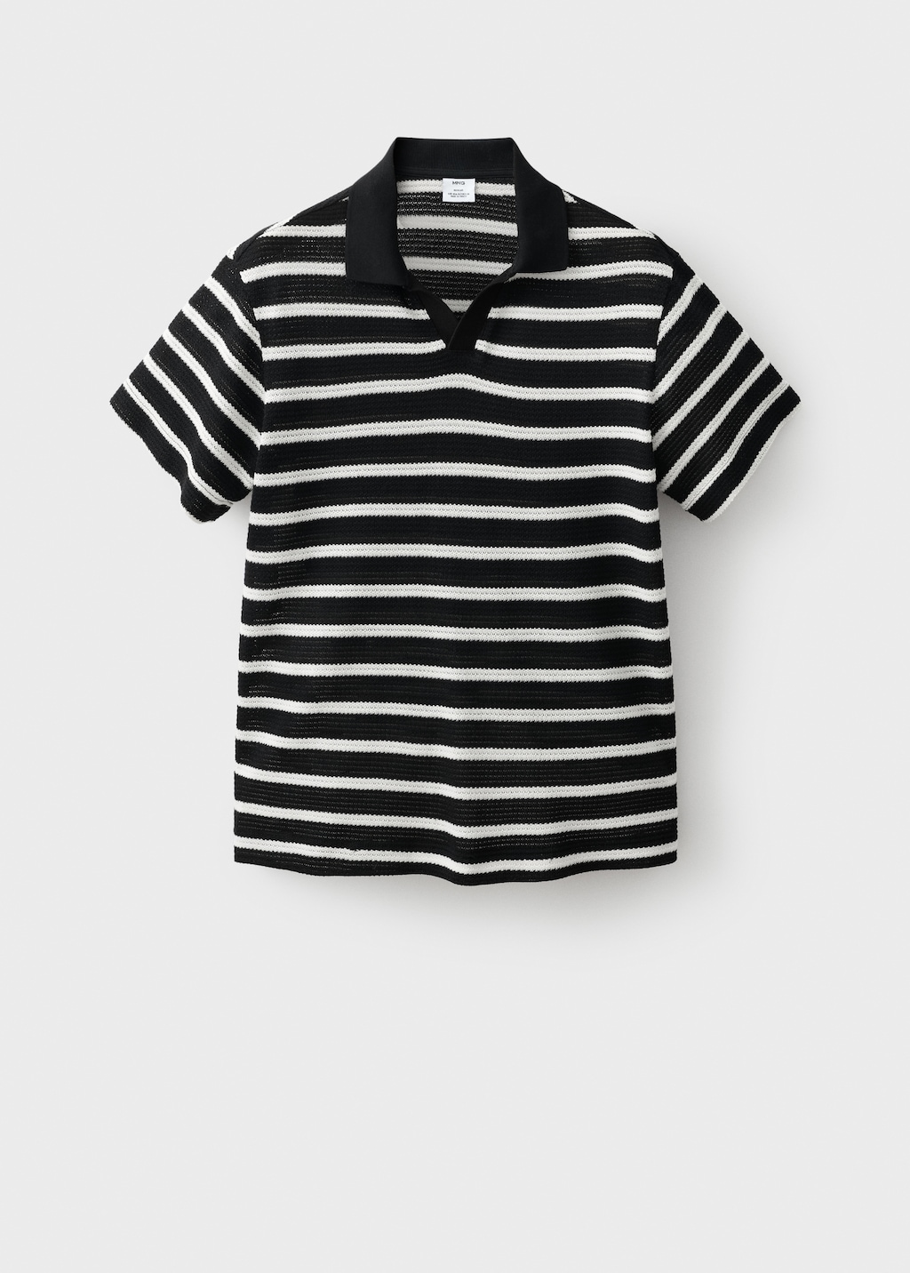 Striped braided-knit polo shirt