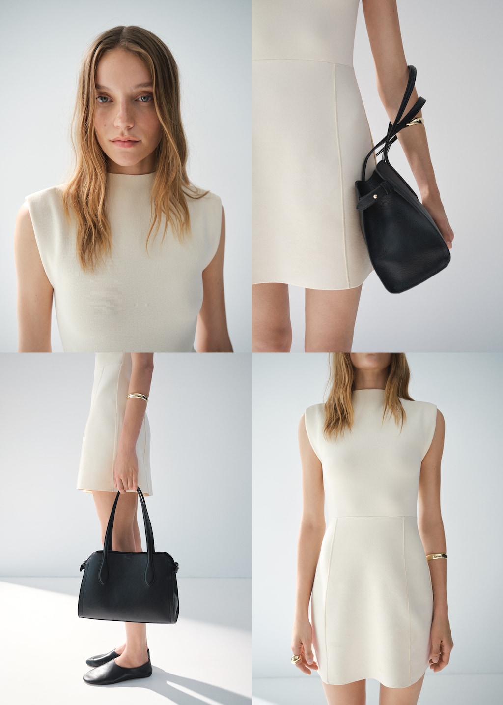 Mango Flared knit dress with perkins collar