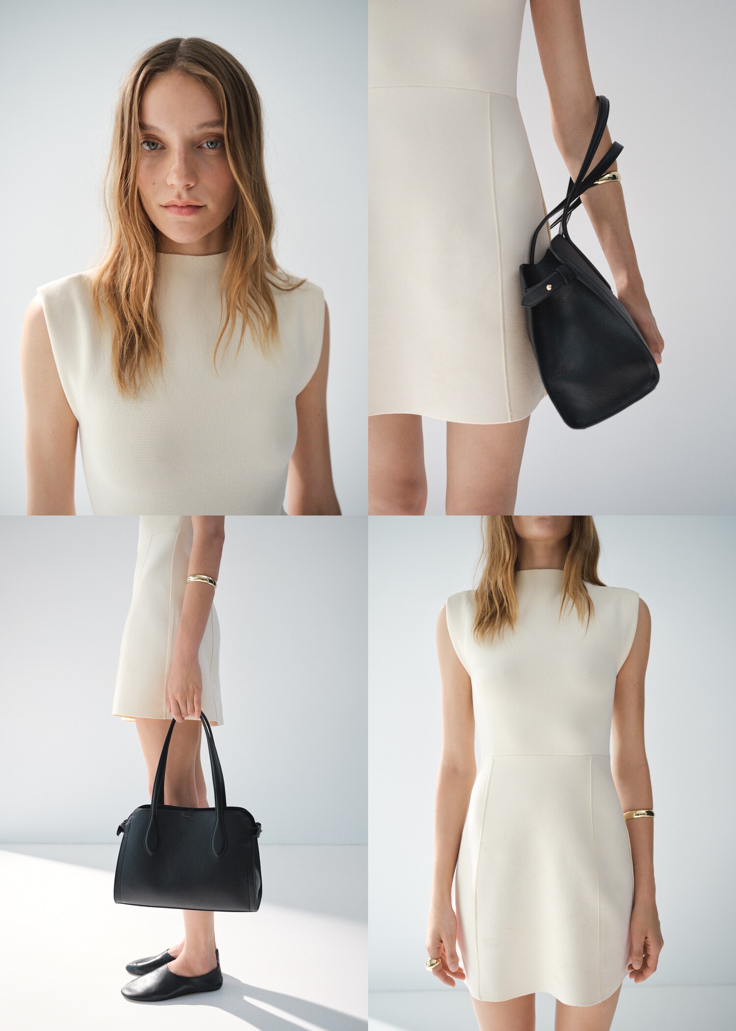 Flared knit dress with perkins collar - Details of the article 6