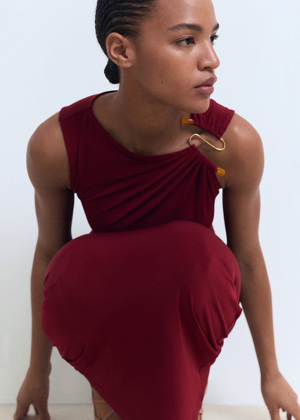 Mango Draped dress with jewel detail