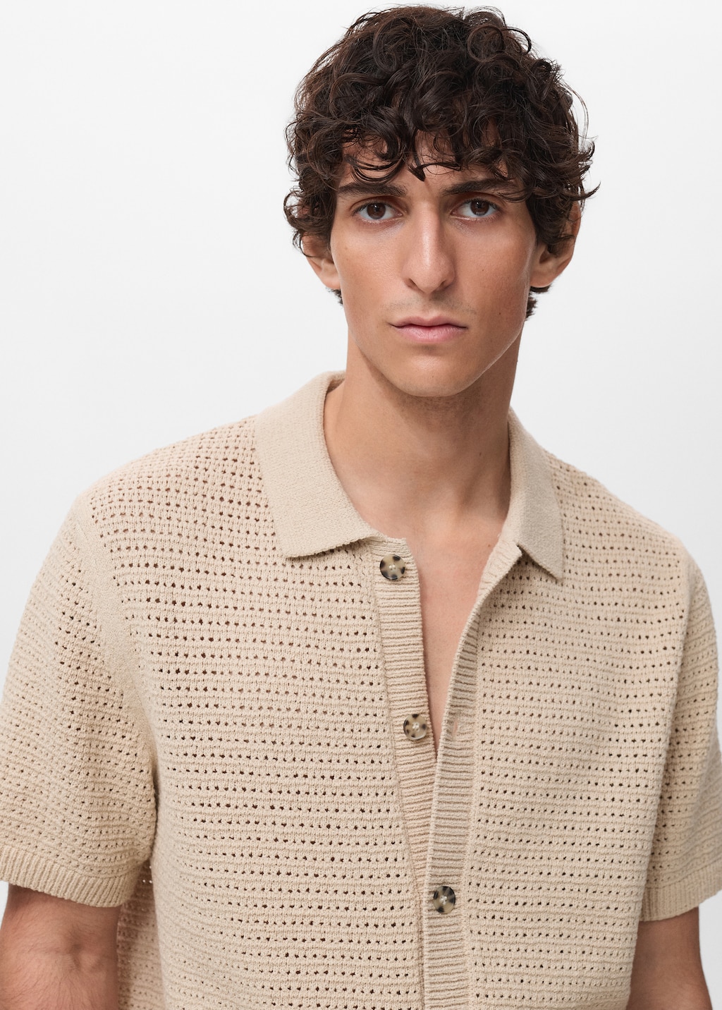 Openwork knitted shirt - Men | MANGO Canada