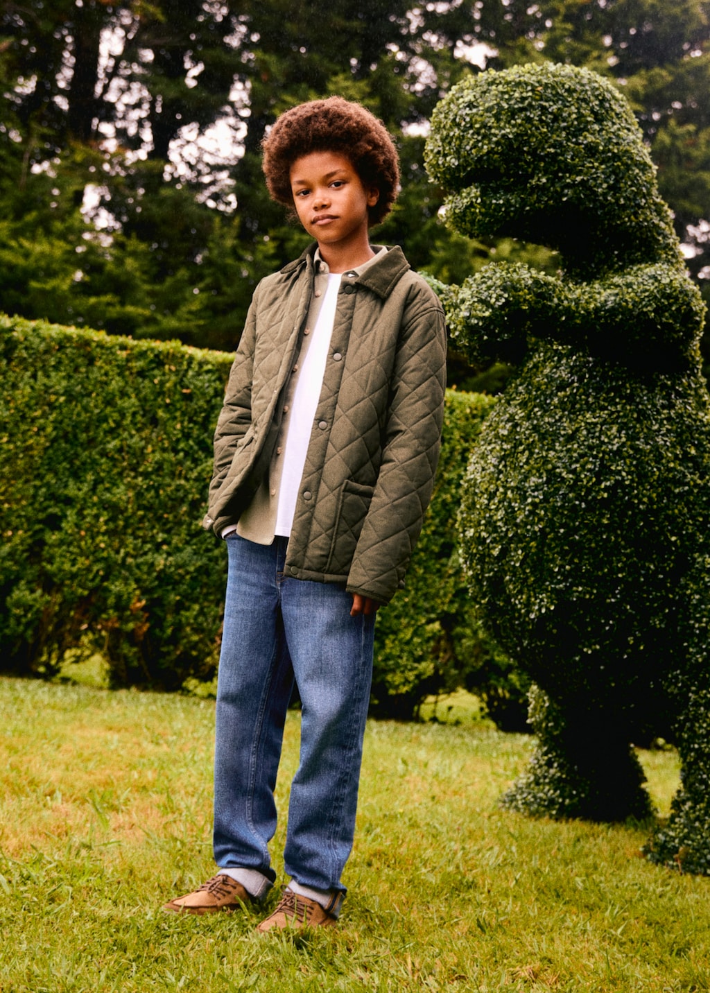 Quilted anorak with shirt collar