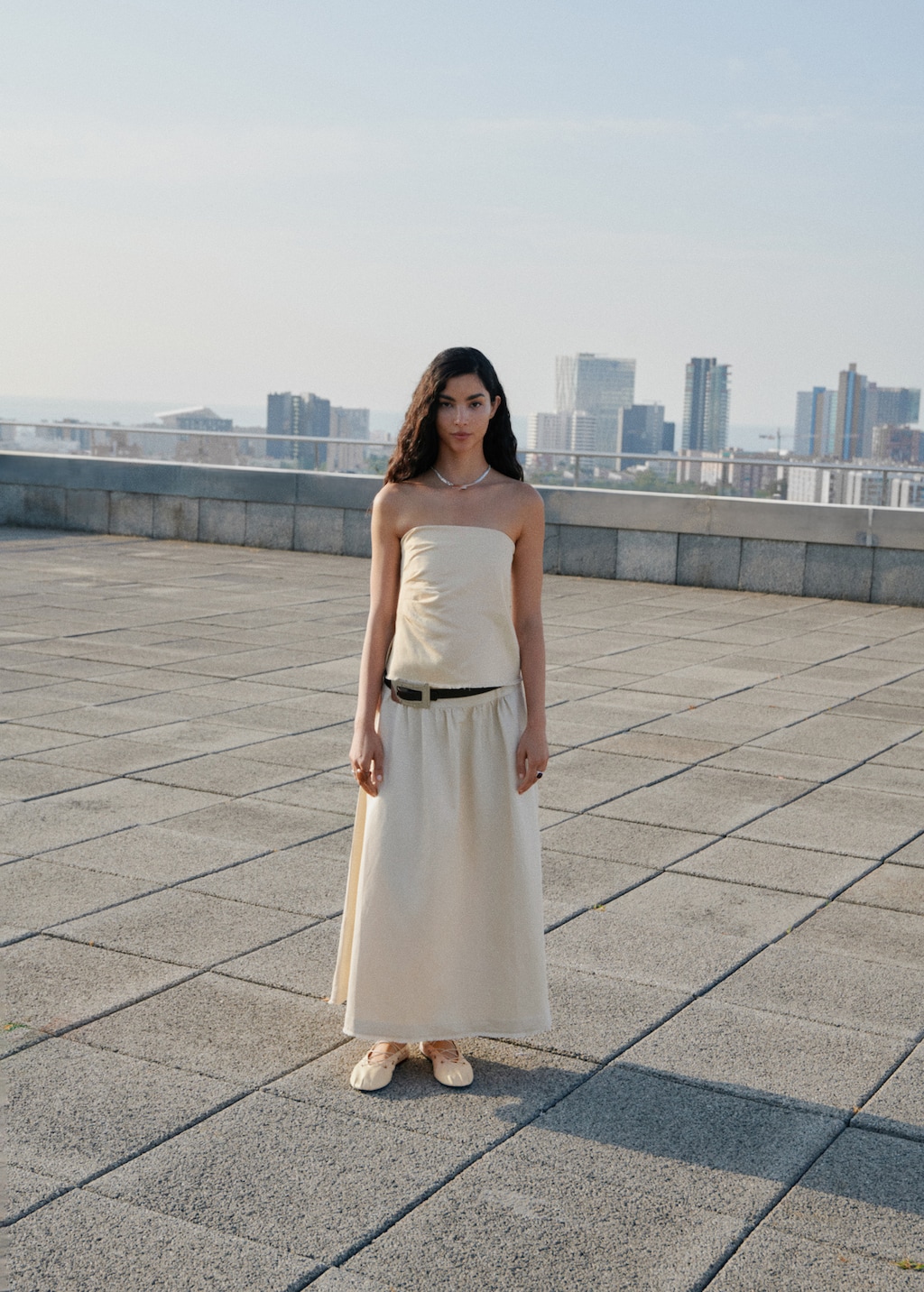 Leather ballet flats with crossed straps