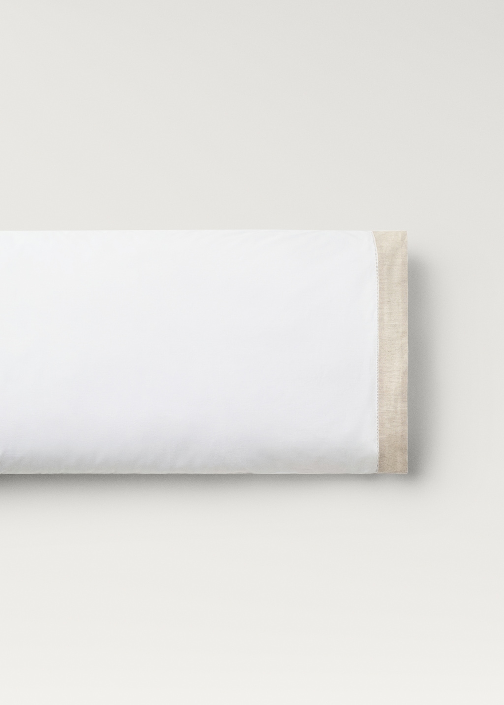 Cotton percale pillowcase with linen trim 45x110 cm
