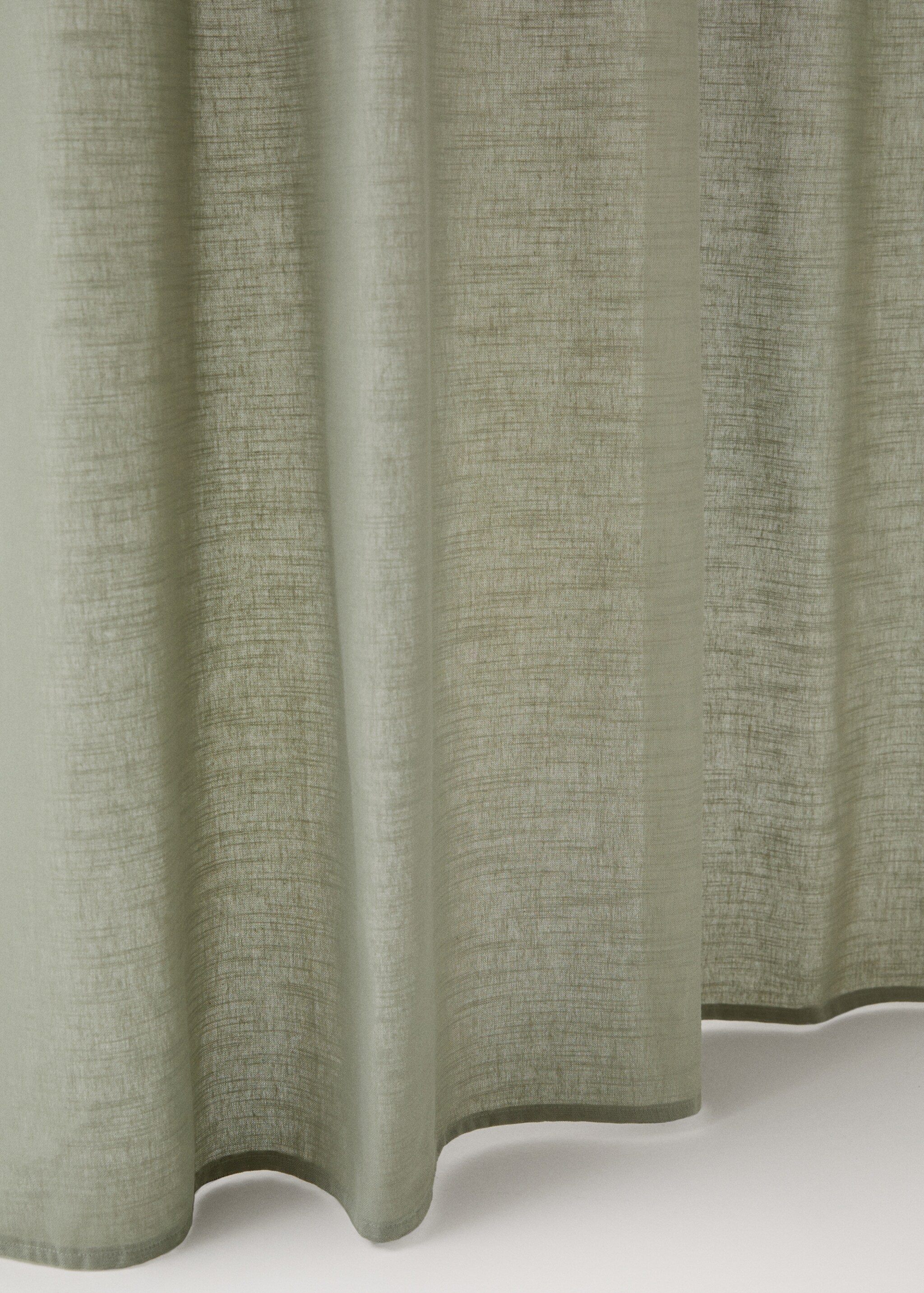 Medium-opacity cotton curtain - Details of the article 3, Green. Ref: 17053316-00.