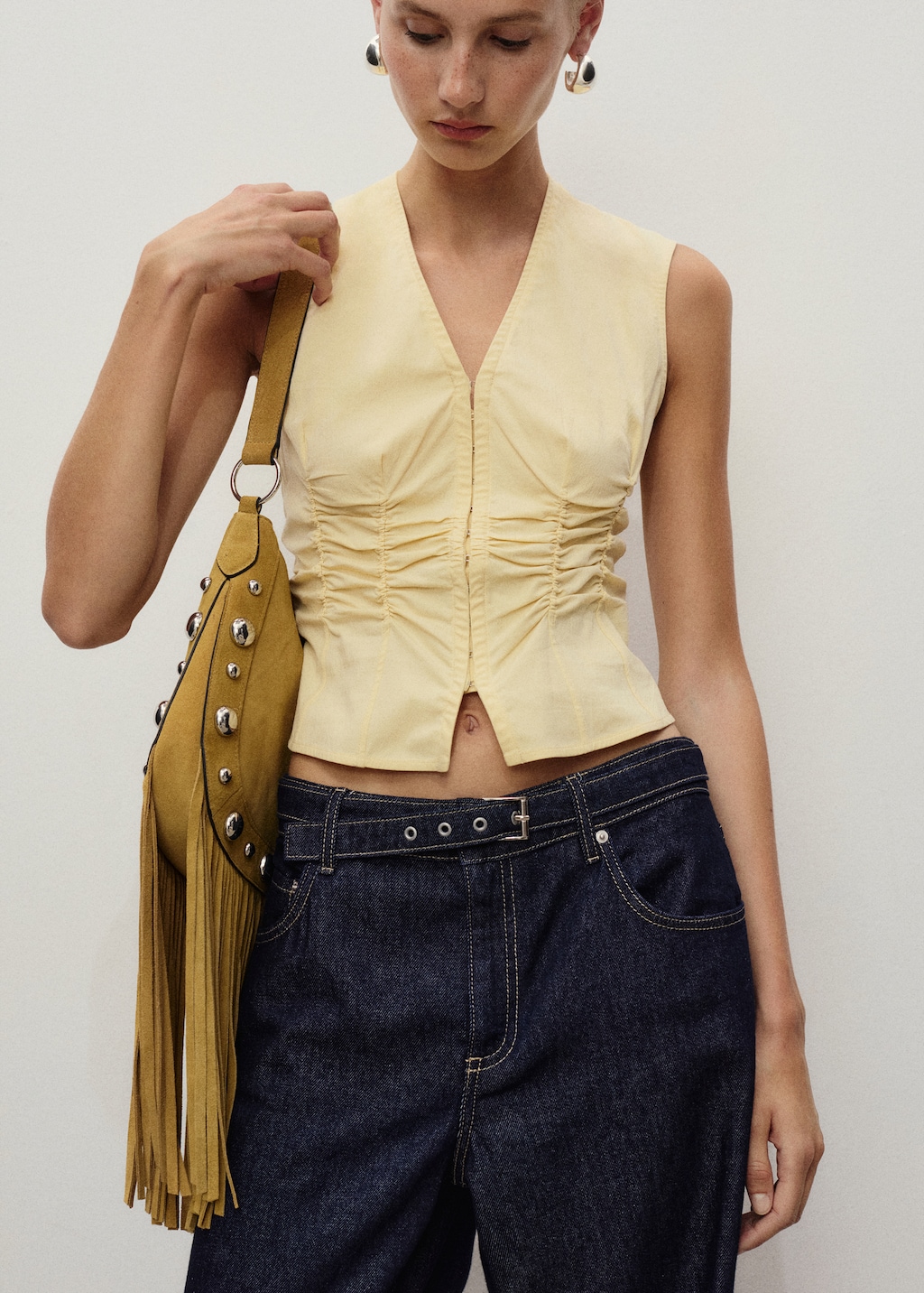 Mango Straight-fit belt jeans