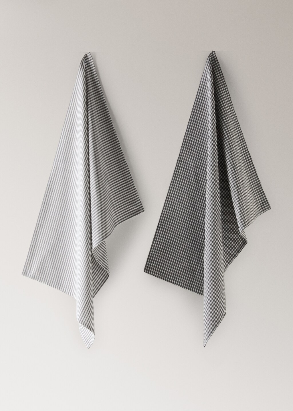 Checked and striped kitchen towel