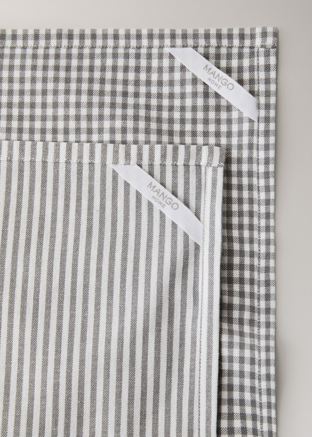 Checked and striped kitchen towel
