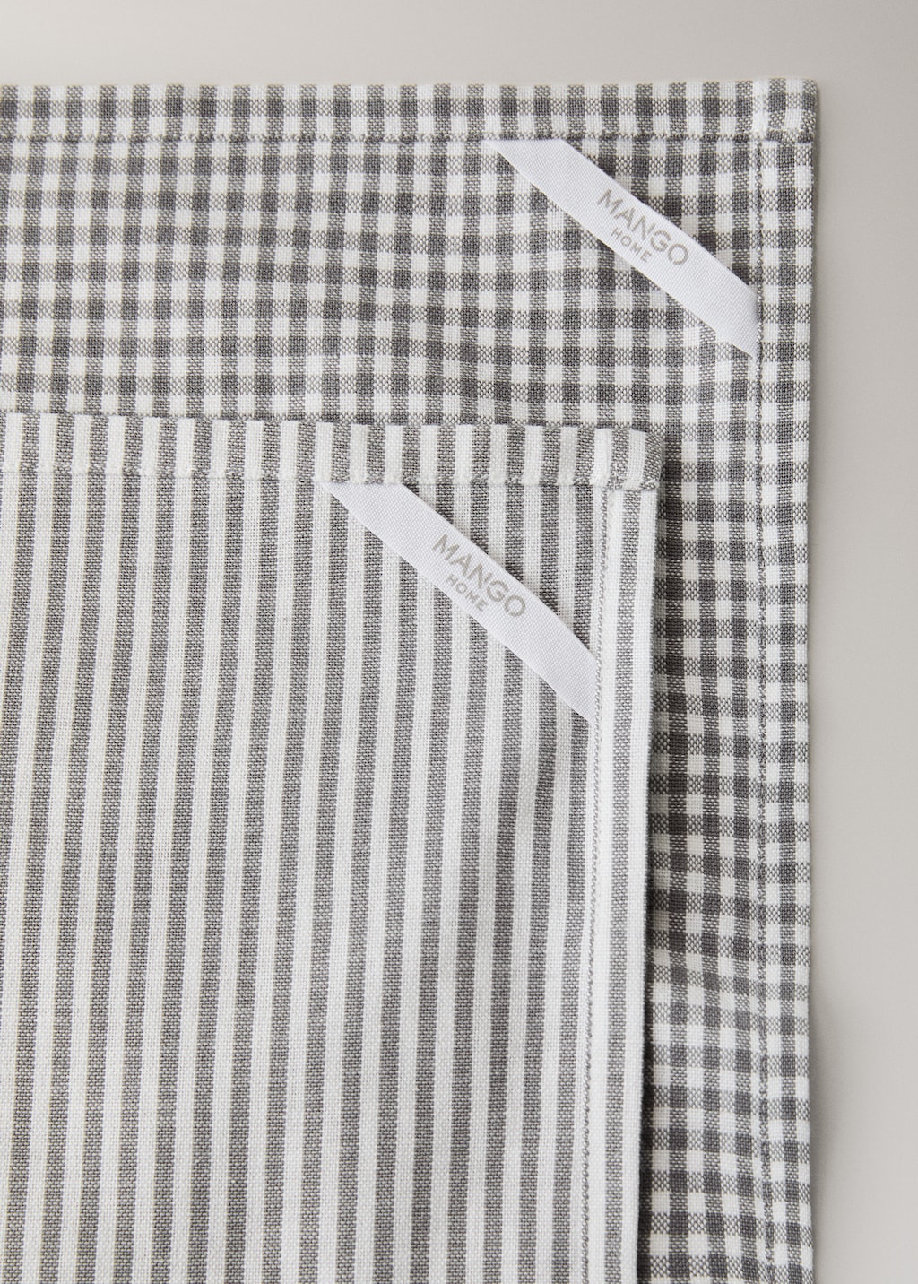 Check and stripe-print kitchen towels