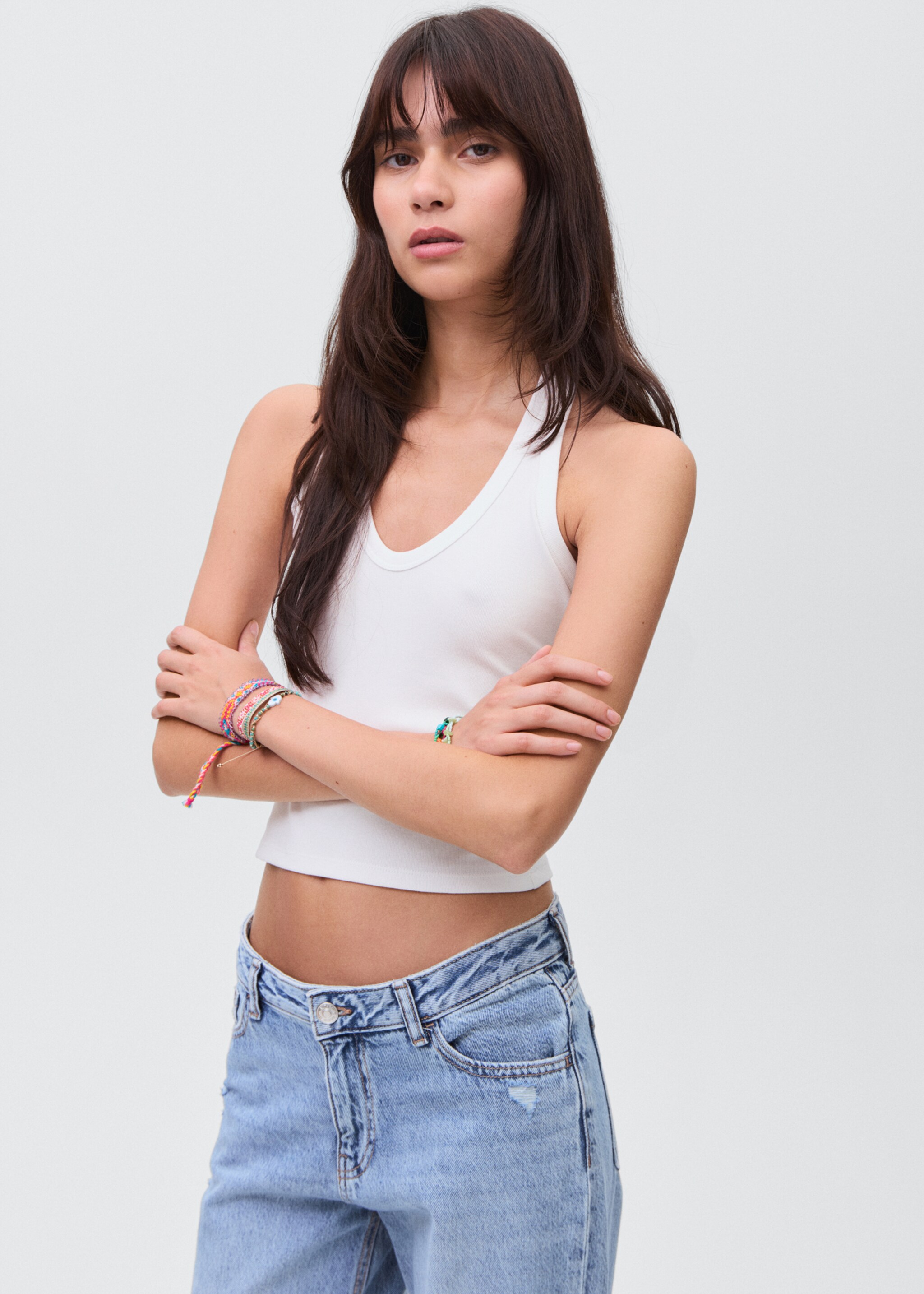 Halter neck top - Medium plane, Off White. Ref: 17053335-00.