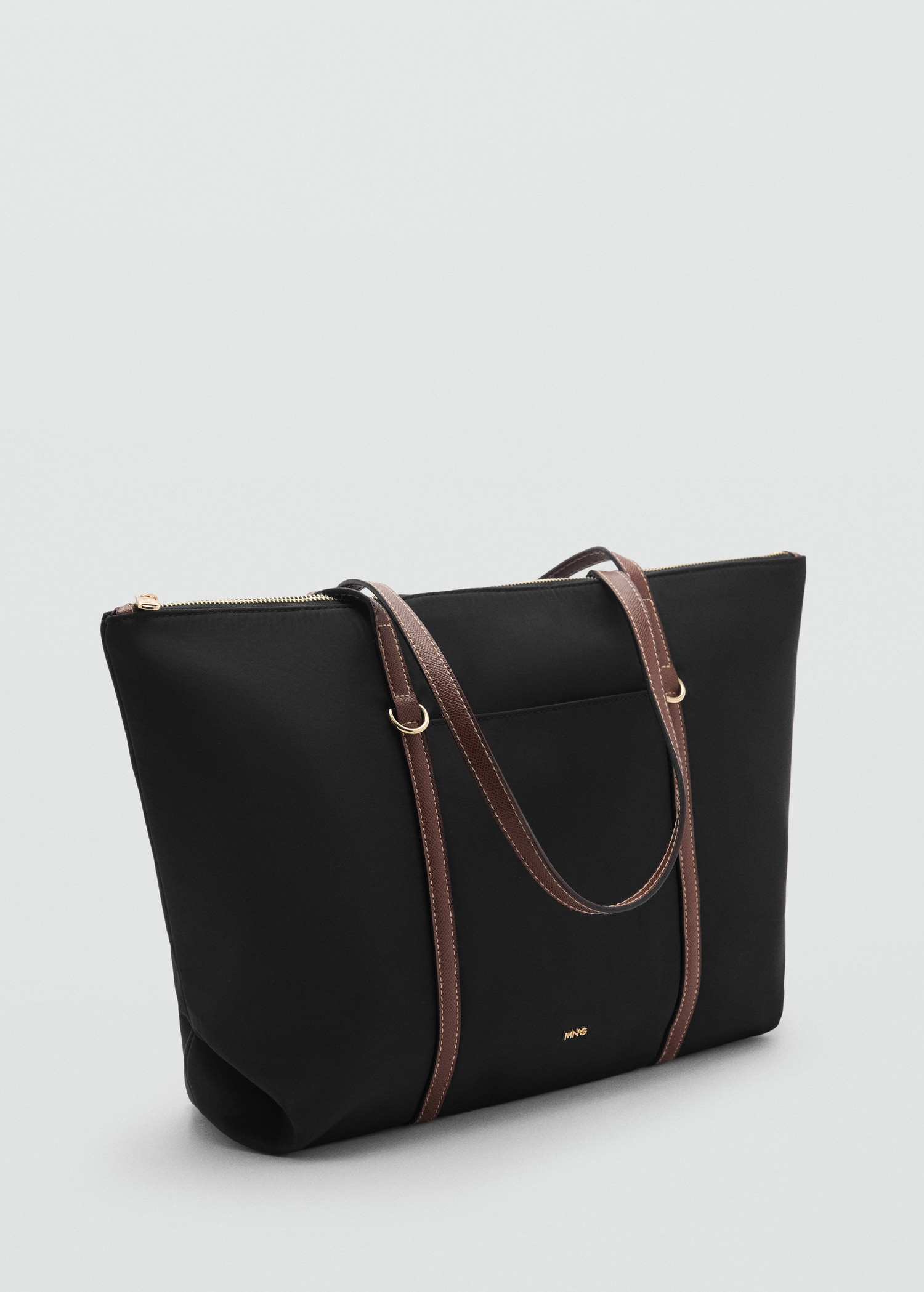 Bolso Piel Bolso Shopper Negro Mango Bolso Shopper Doble Asa Mujer