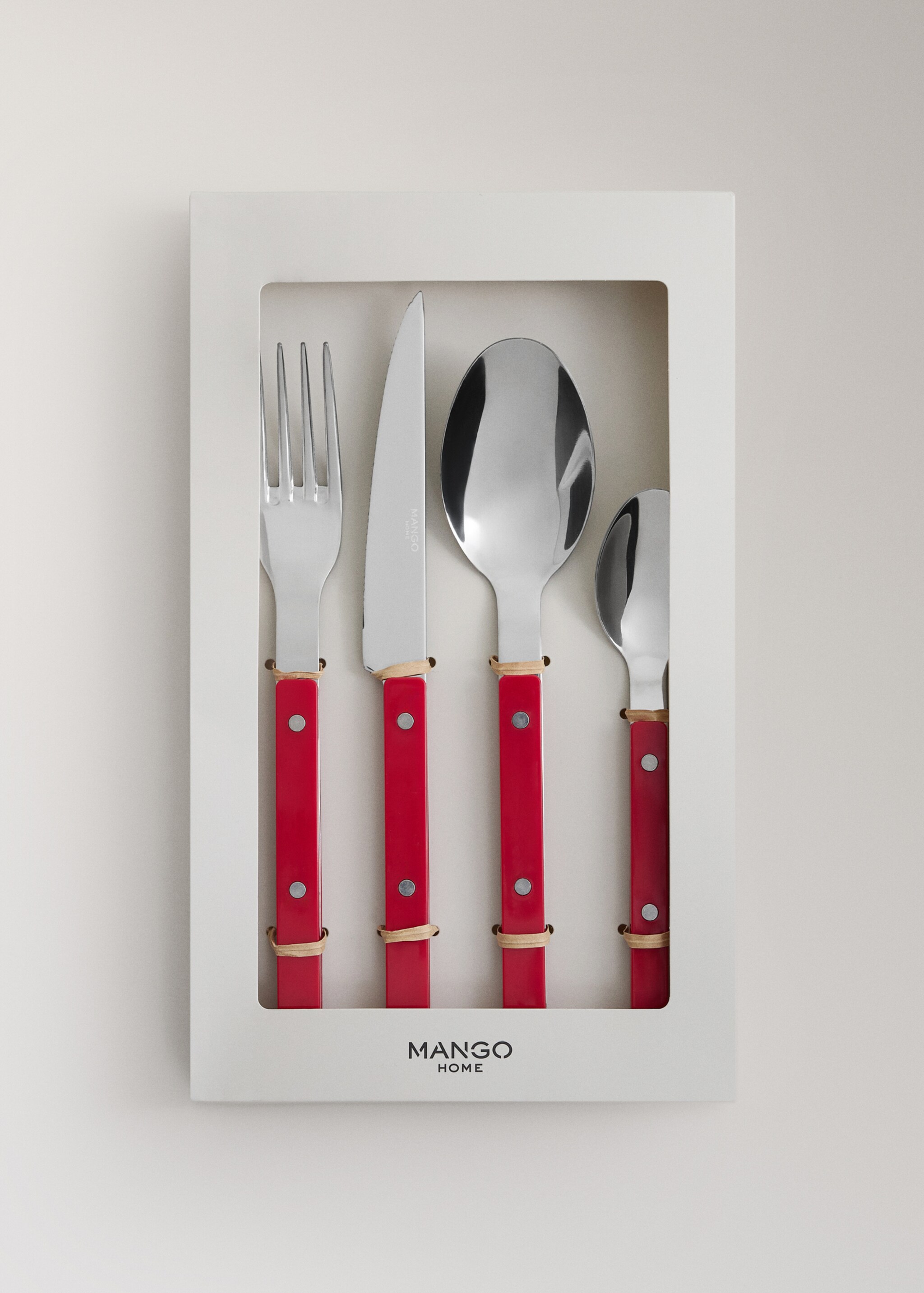 Stainless steel cutlery set with resin handles - Details of the article 1, Red. Ref: 17053826-00.