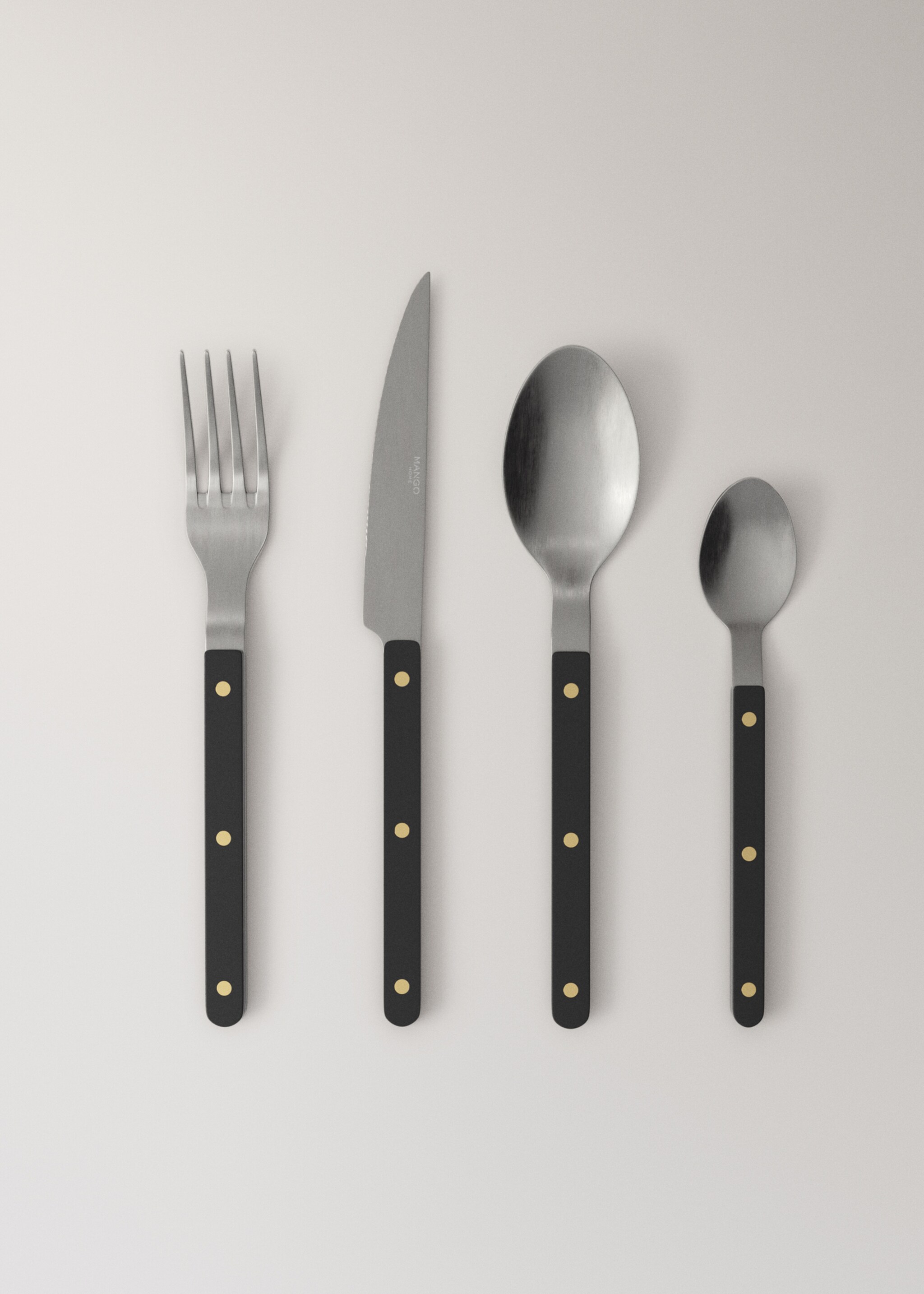 Stainless steel cutlery set with resin handles - Article without model, Black. Ref: 17053826-00.