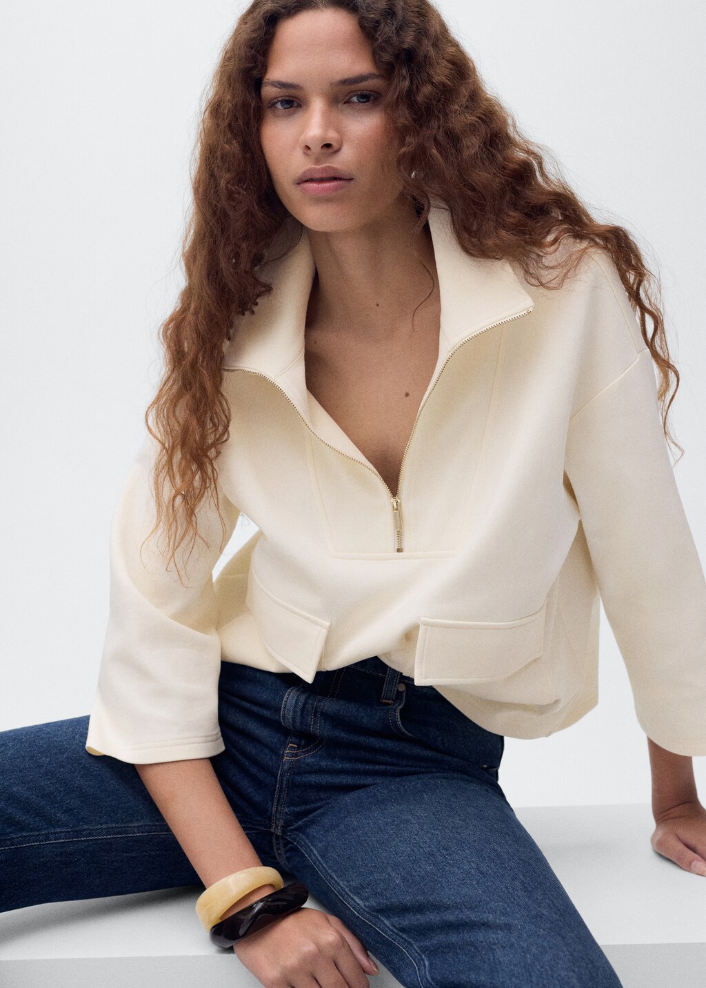 Mango Three-quarter sleeve jacket with pockets