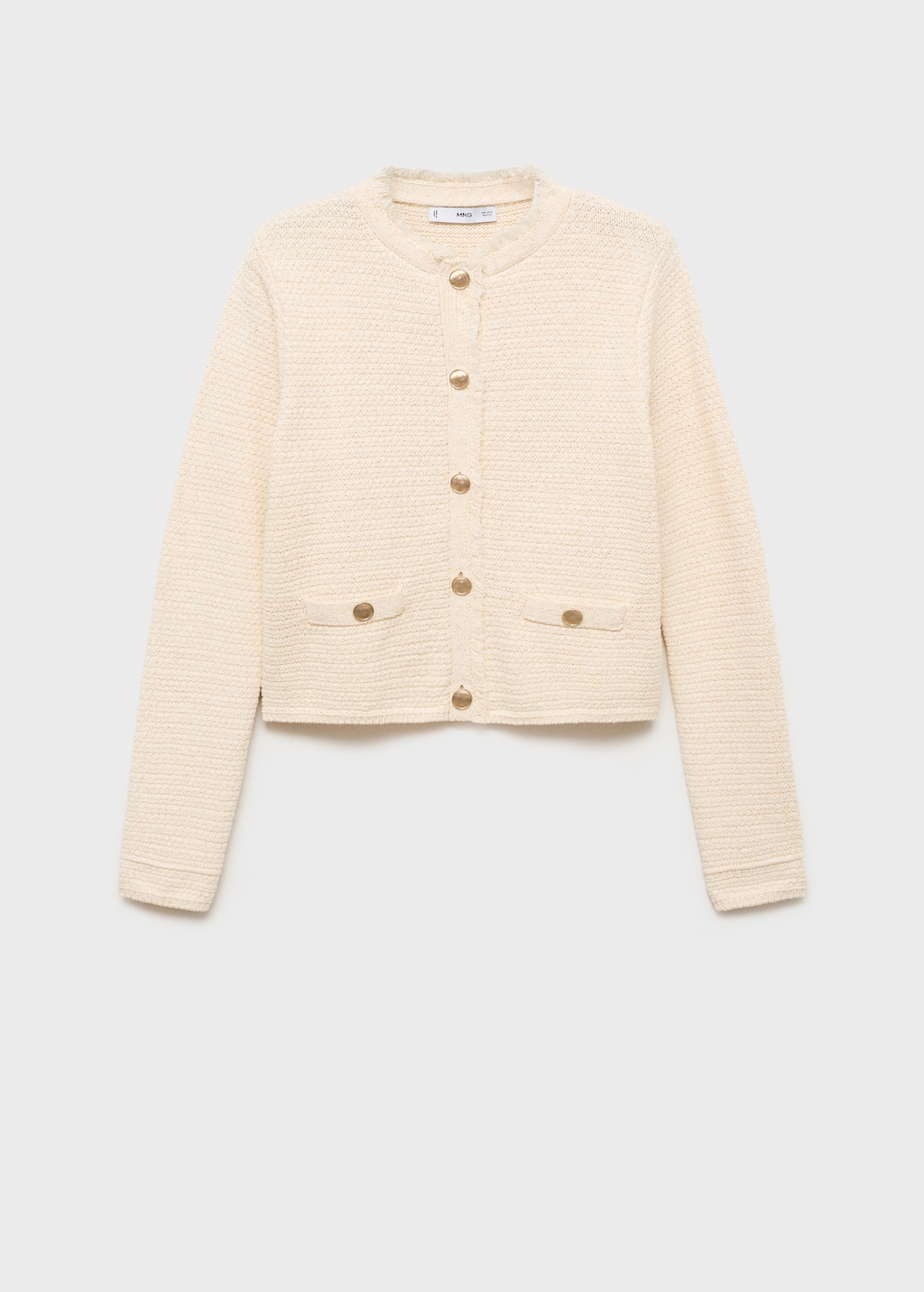 Knitted cardigan with frayed ends