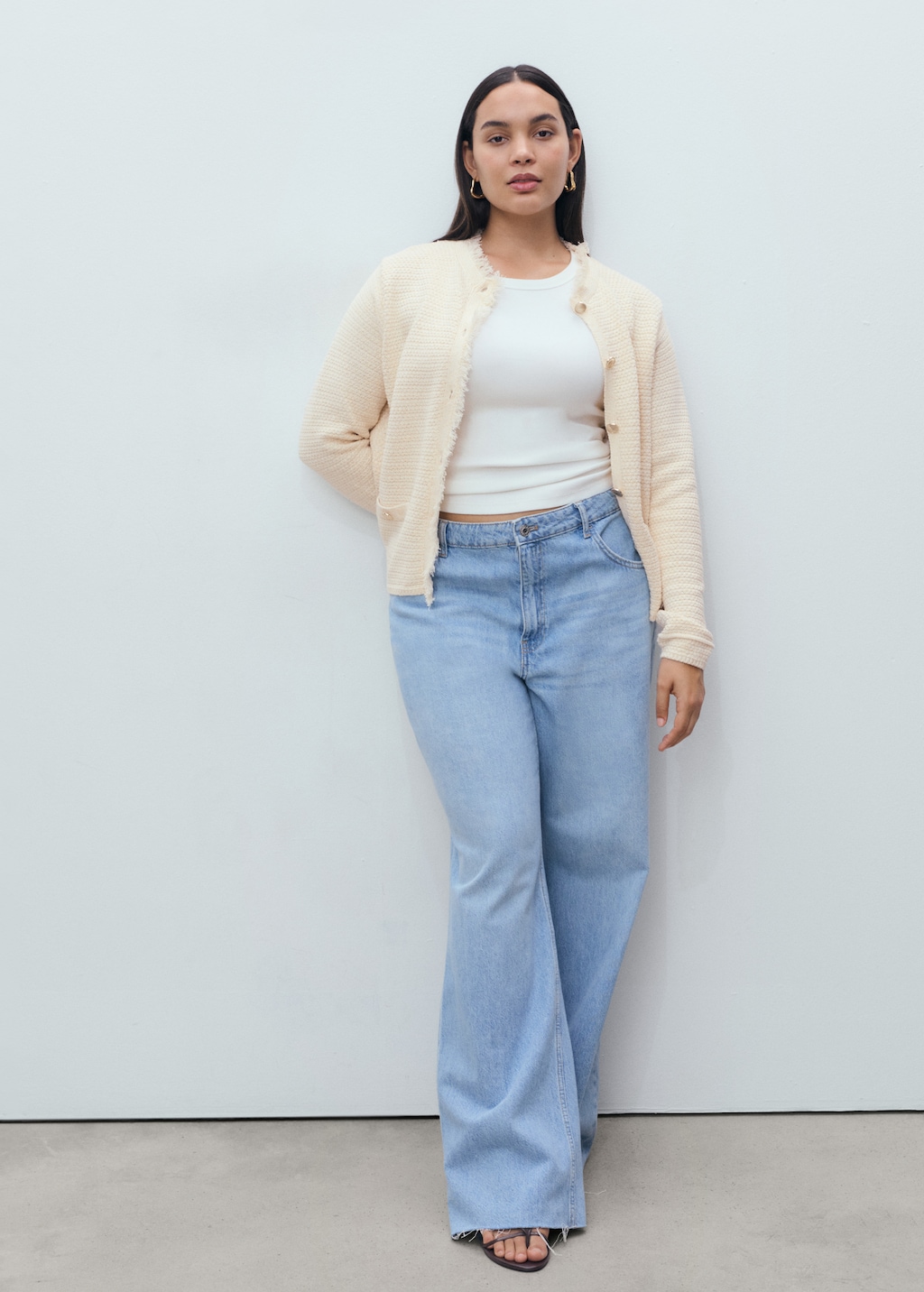 Mango Knitted cardigan with frayed ends