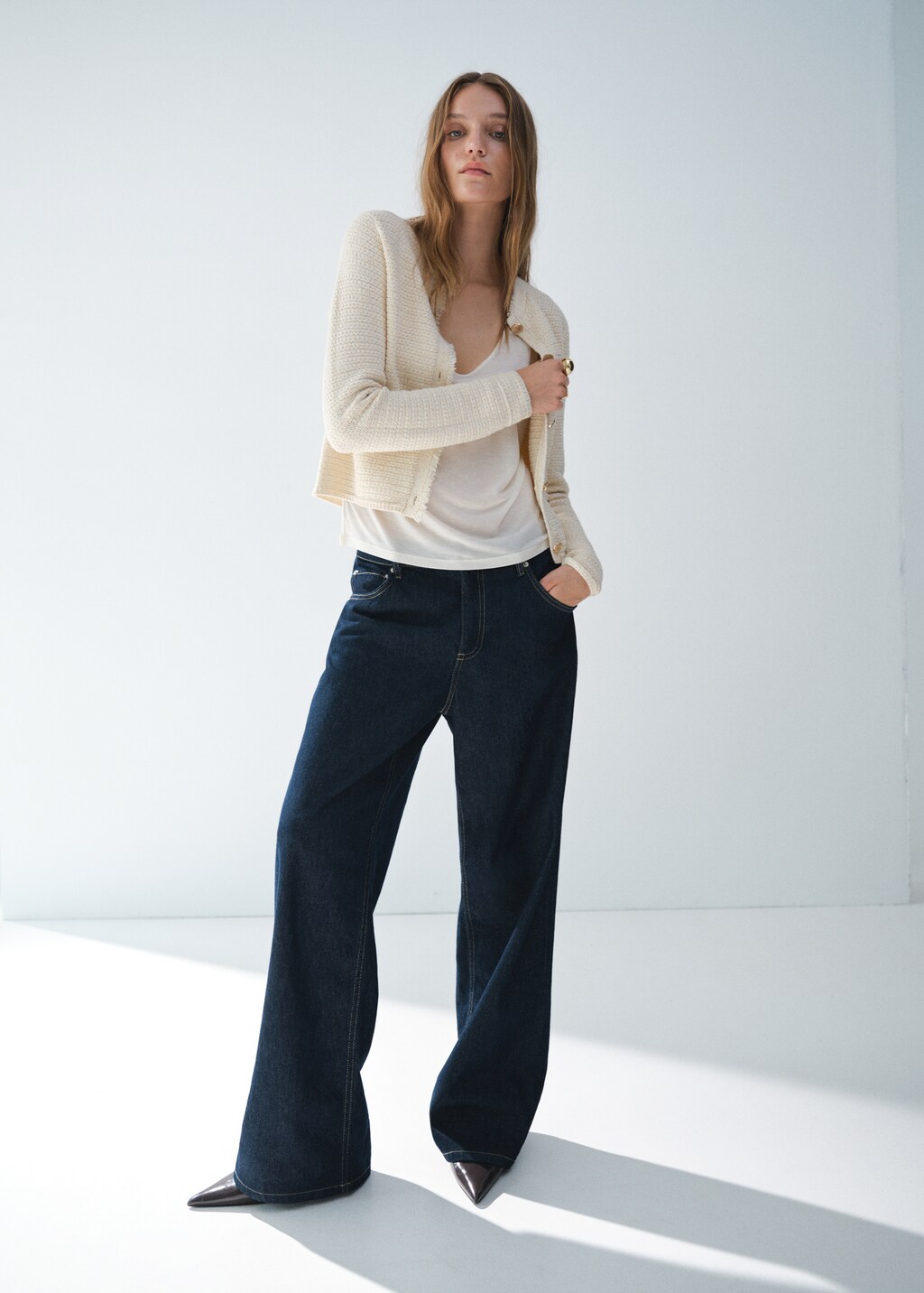 Mango Knitted cardigan with frayed ends