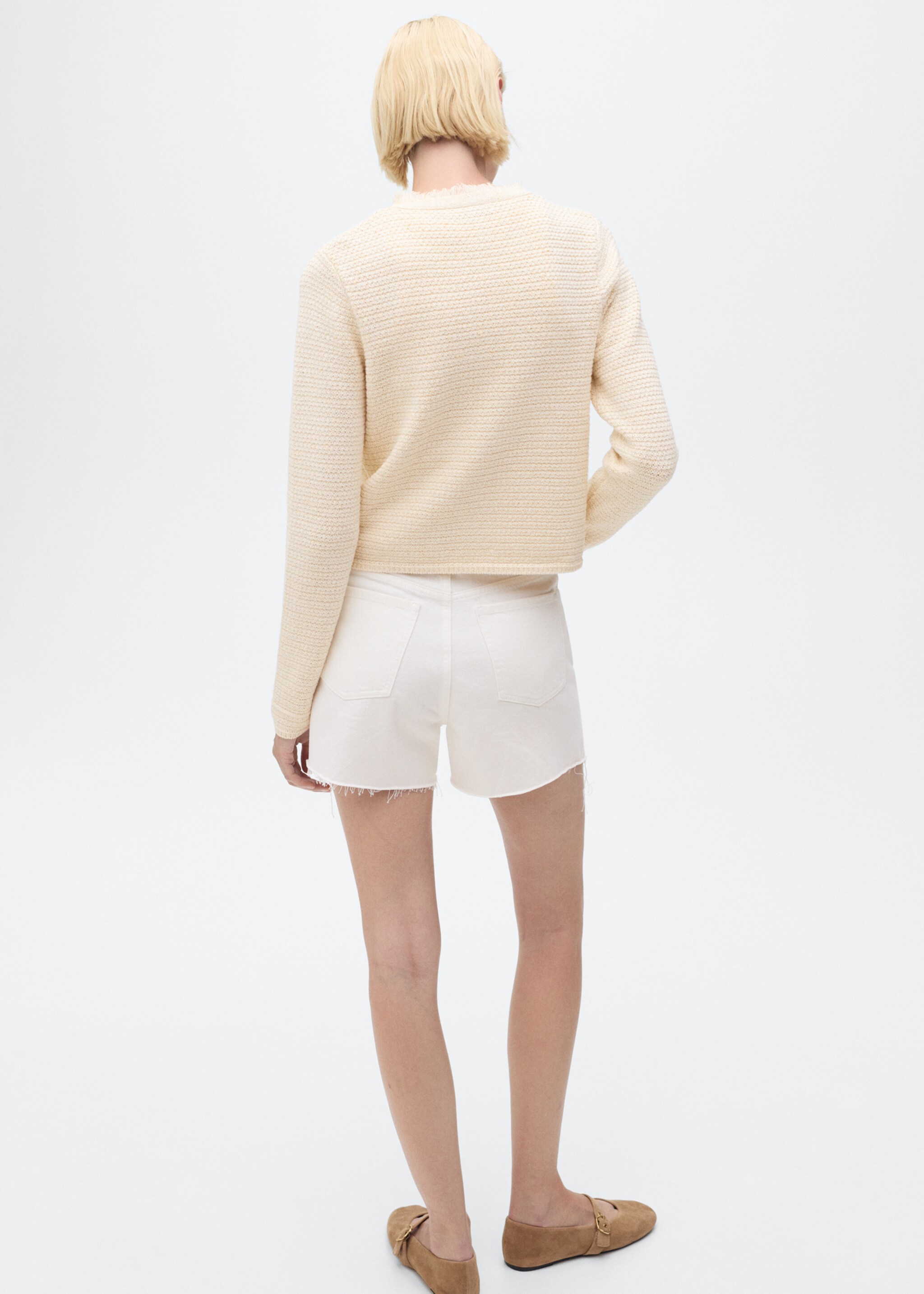 Cardigan maglia bordi sfilacciati - Retro dell'articolo