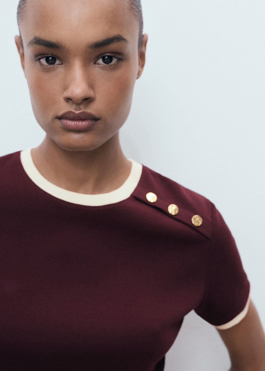 Buttoned cotton T-shirt