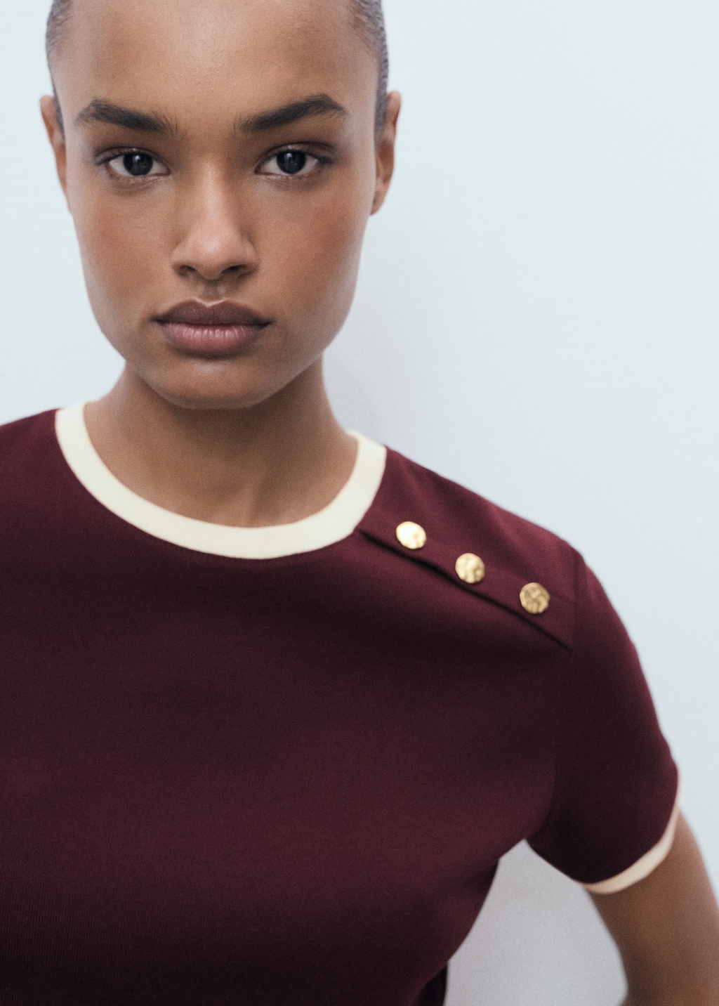 Buttoned cotton T-shirt