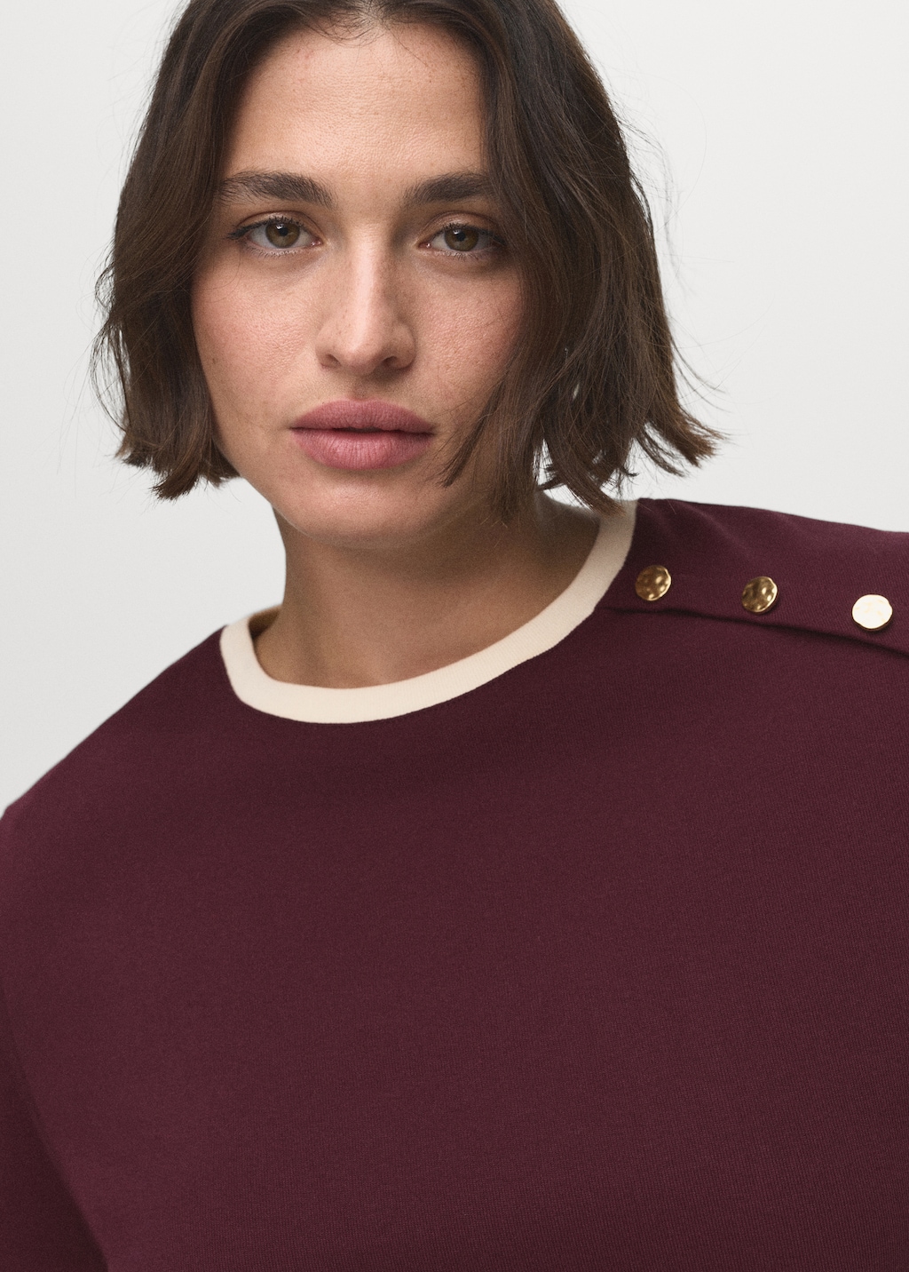 Buttoned cotton T-shirt