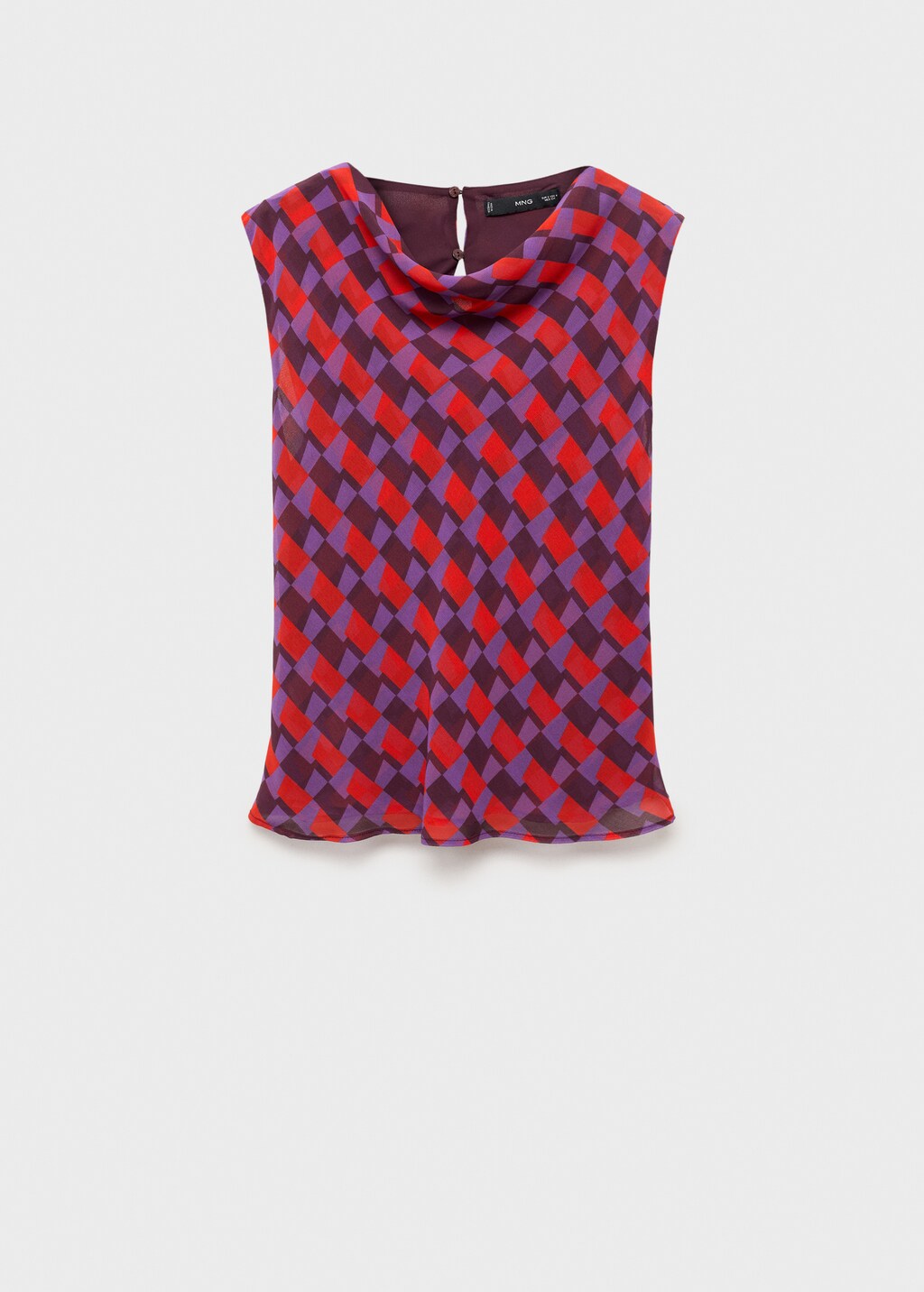 Printed blouse with draped collar - image 5
