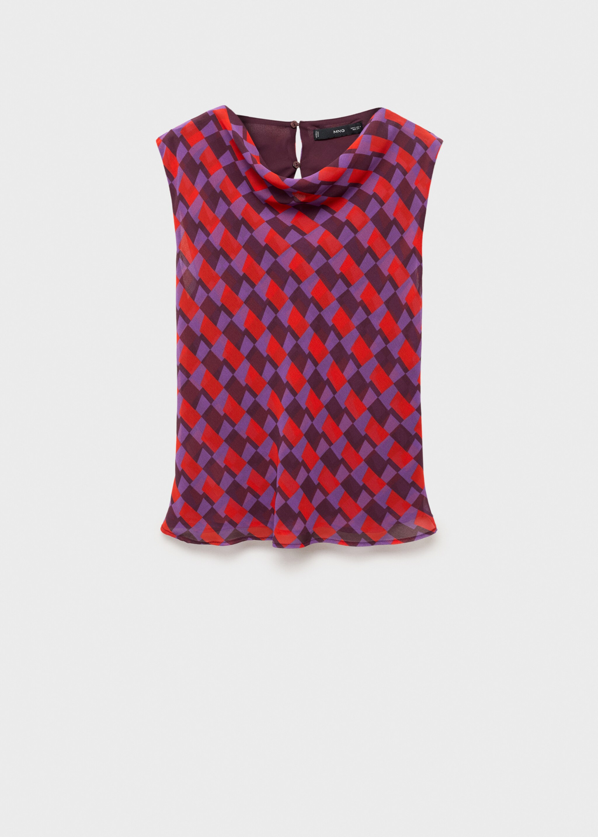 Blusa estampada cuello drapeado - Artículo sin modelo, Violeta. Ref: 17054085-00.