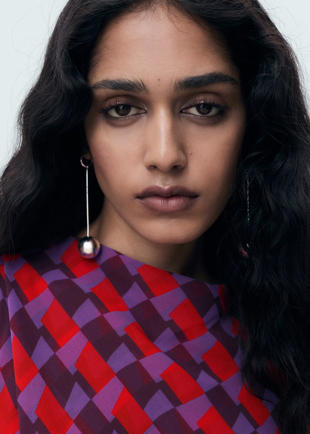 Printed blouse with draped collar - image 4