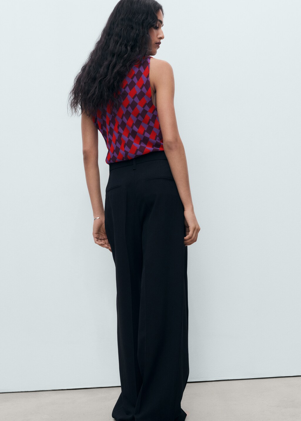 Printed blouse with draped collar - image 3
