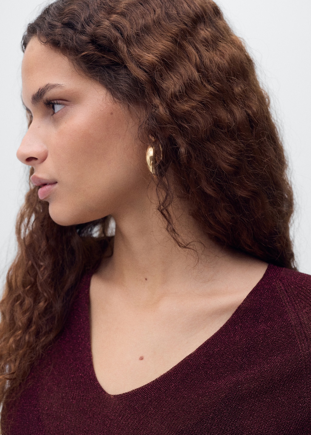 Mango V-neck lurex sweater thumbnail