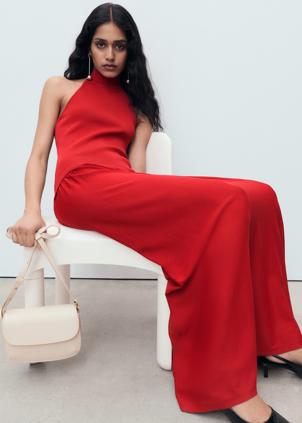 Mango Halter-neck knitted dress