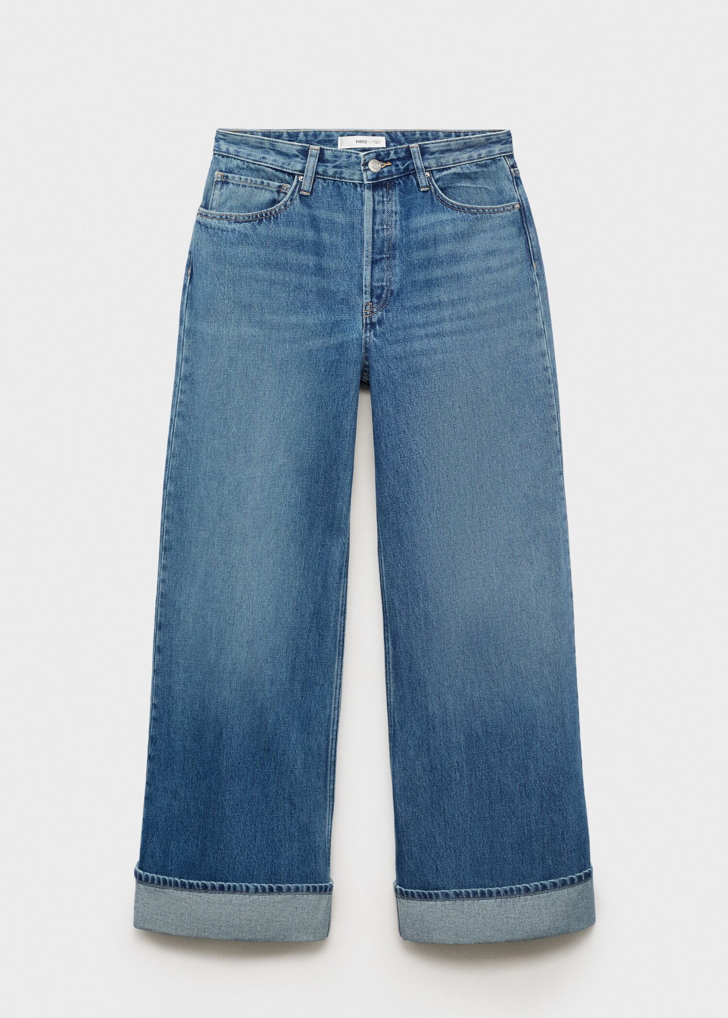 Wide-leg jeans with turn-up hem - Article without model