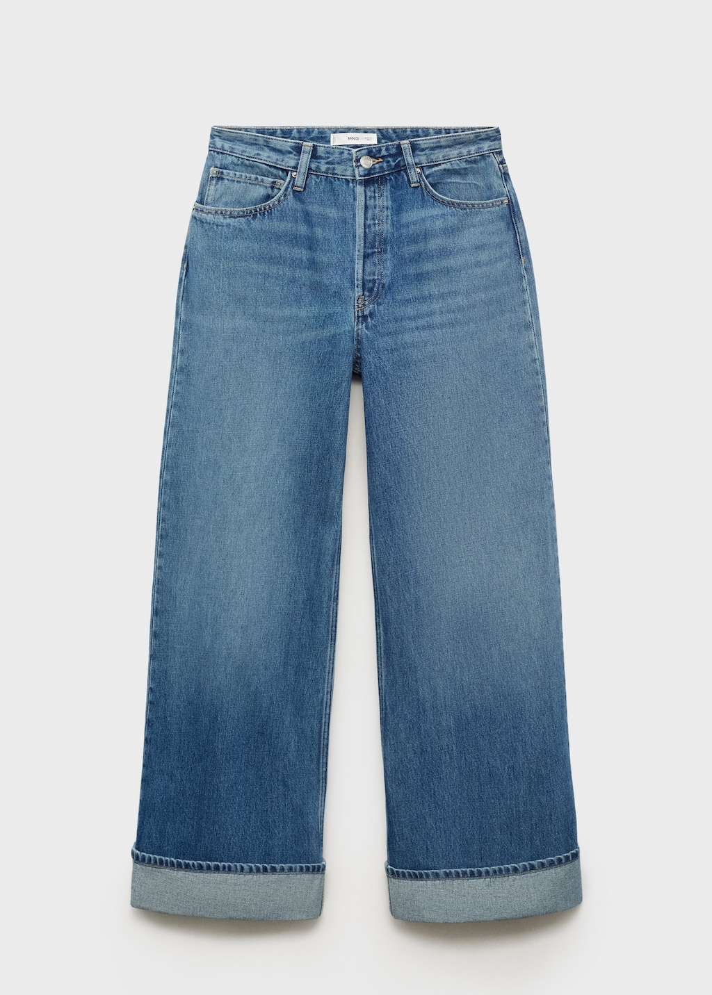 Wide-leg jeans with turn-up hem