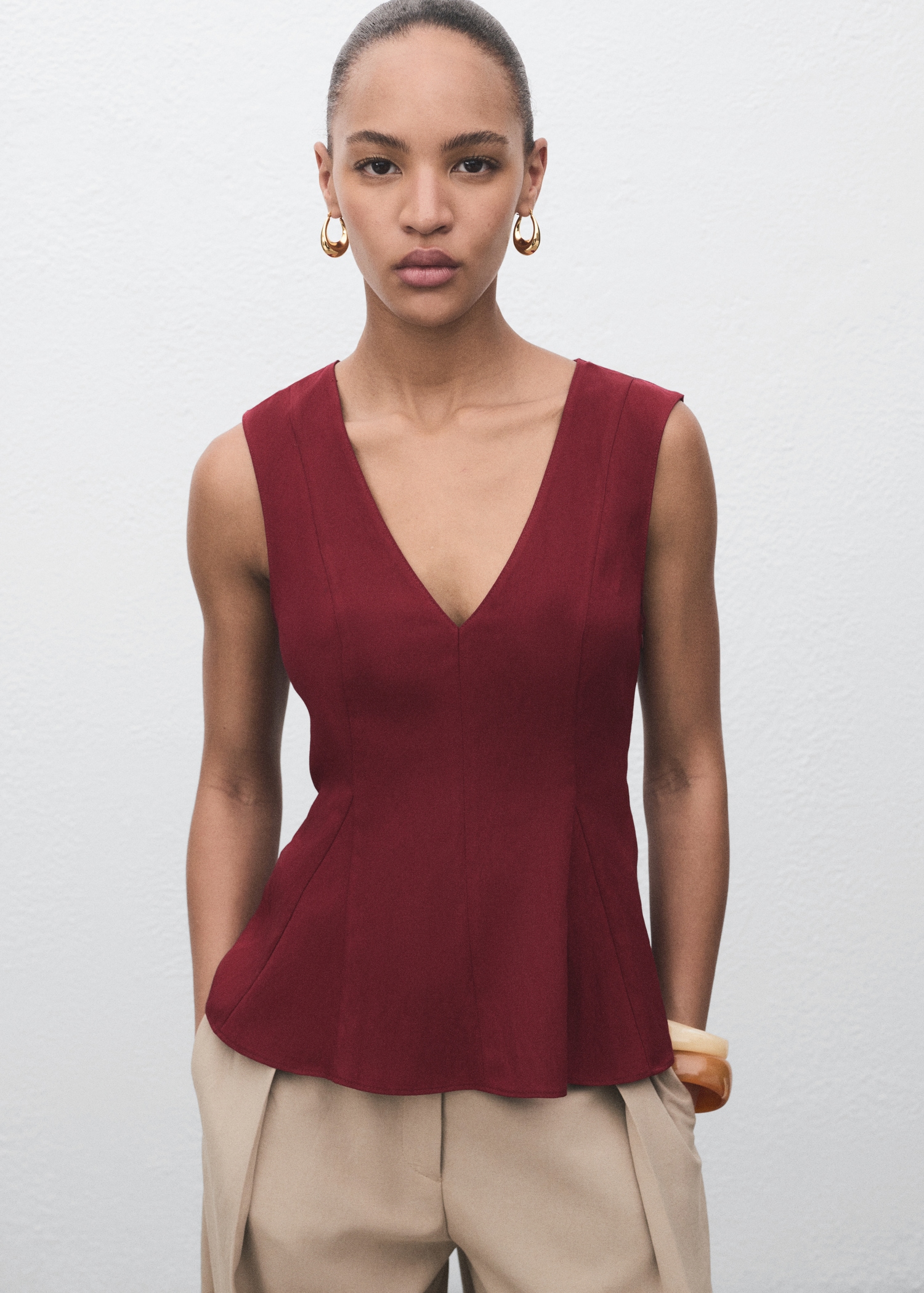 Lyocell peplum top - Medium plane