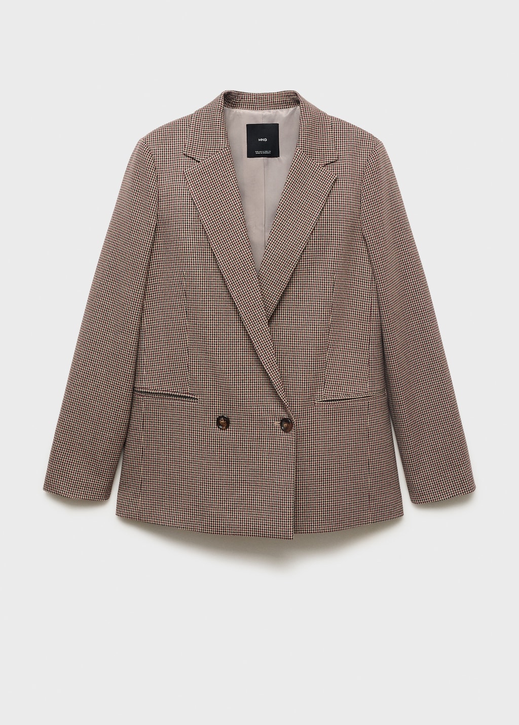 Double-breasted micro-houndstooth jacket