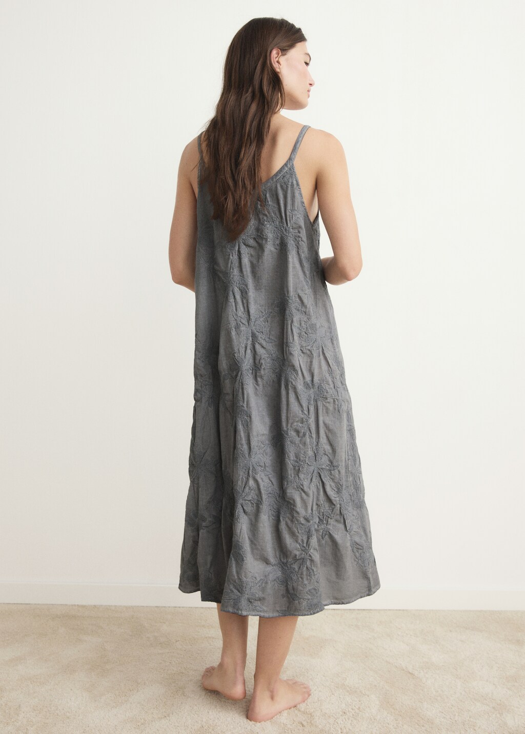 Overdyed embroidered cotton nightdress - image 3