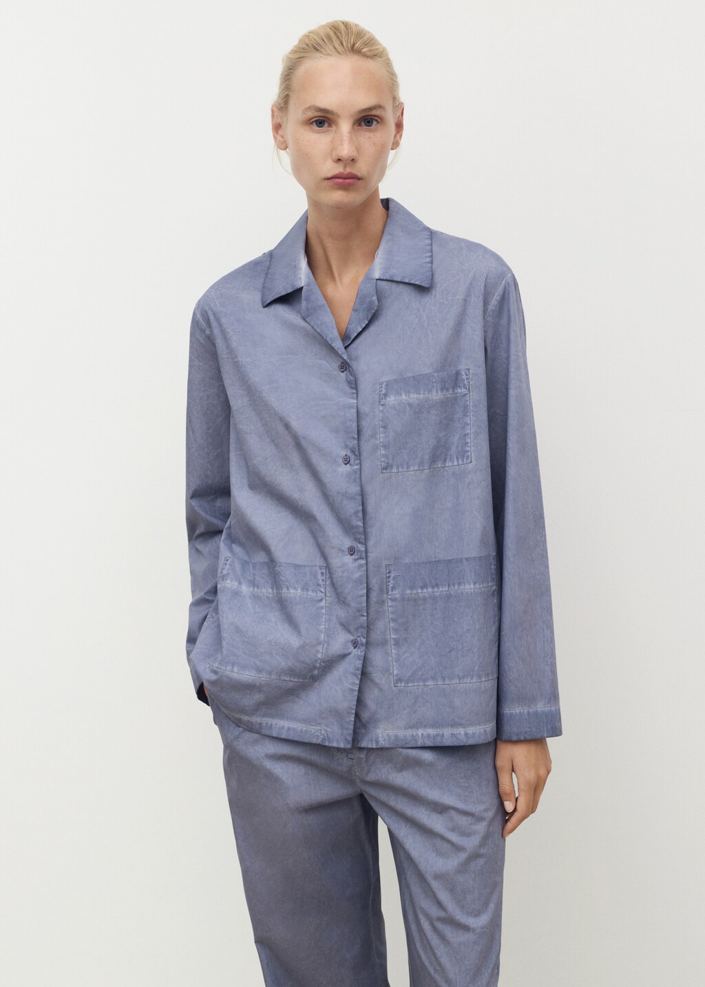 Garment-dyed cotton shirt