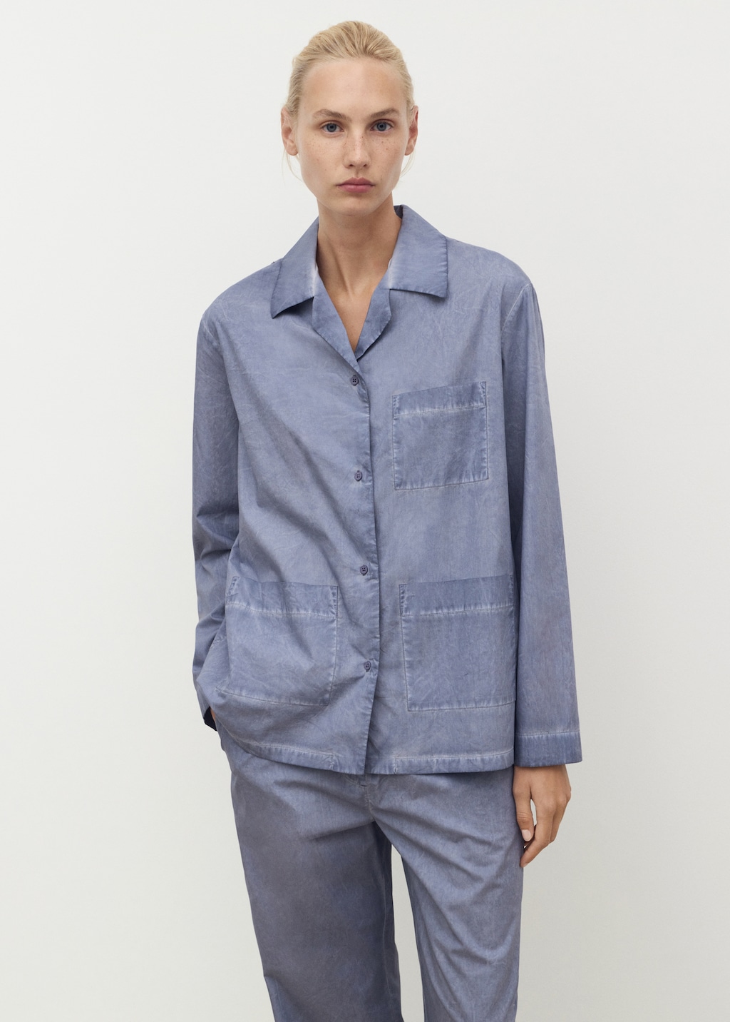 Garment-dyed cotton shirt