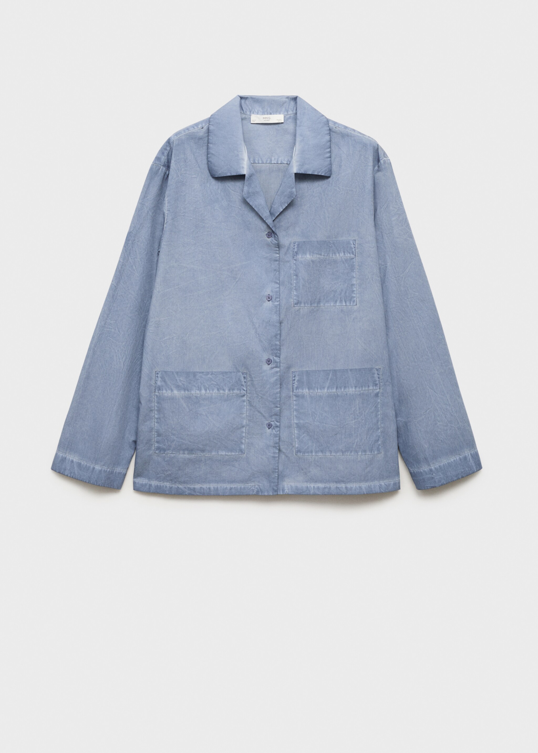 Garment-dyed cotton shirt - Article without model, Ink Blue. Ref: 17054109-00.