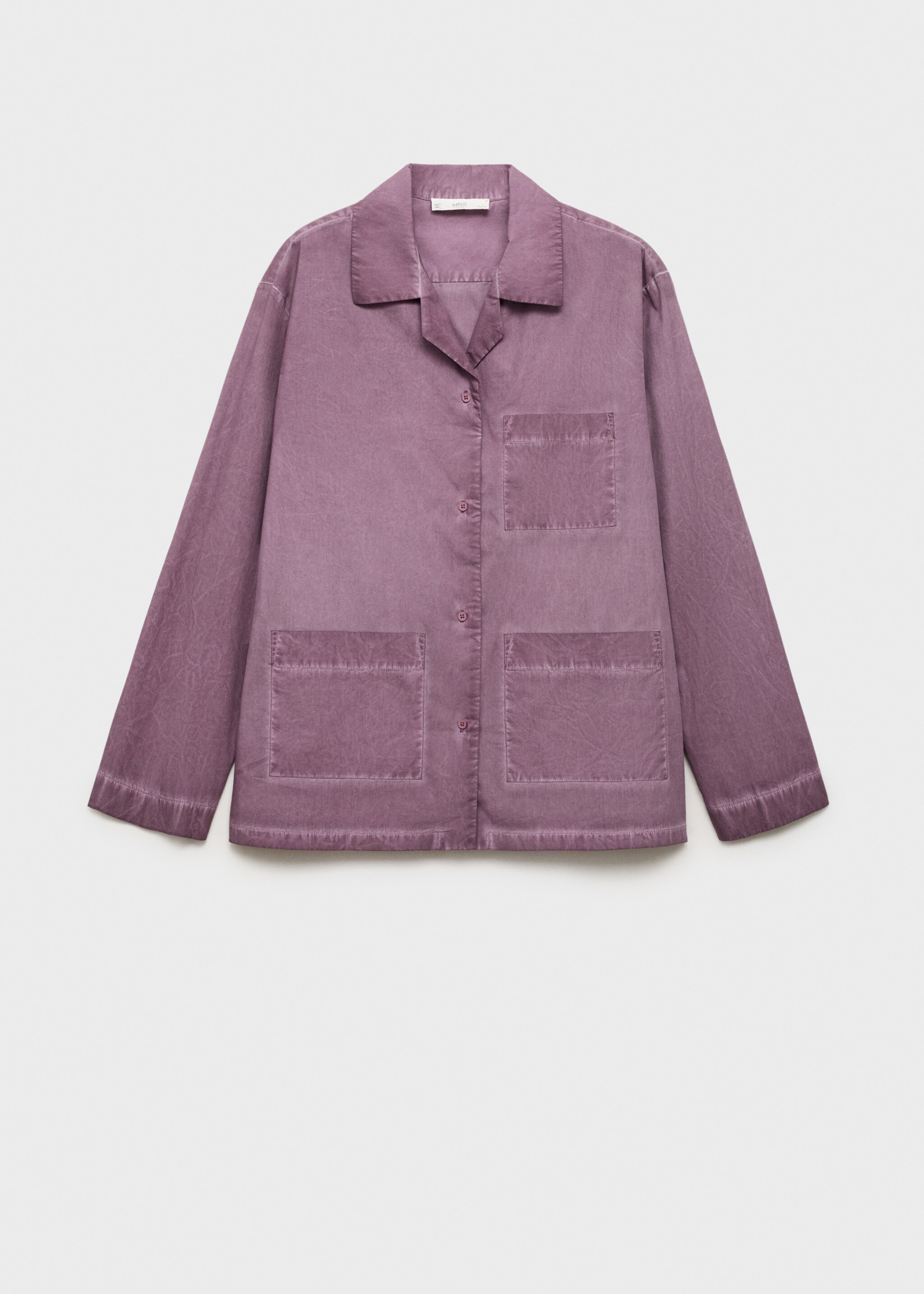 Garment-dyed cotton shirt - Article without model, Plum. Ref: 17054109-00.