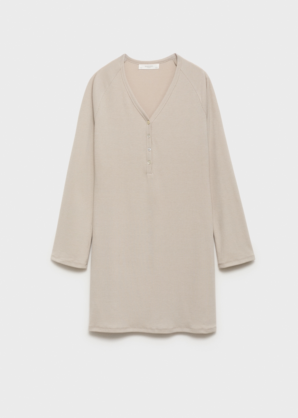 Ribbed-knit nightdress with buttons