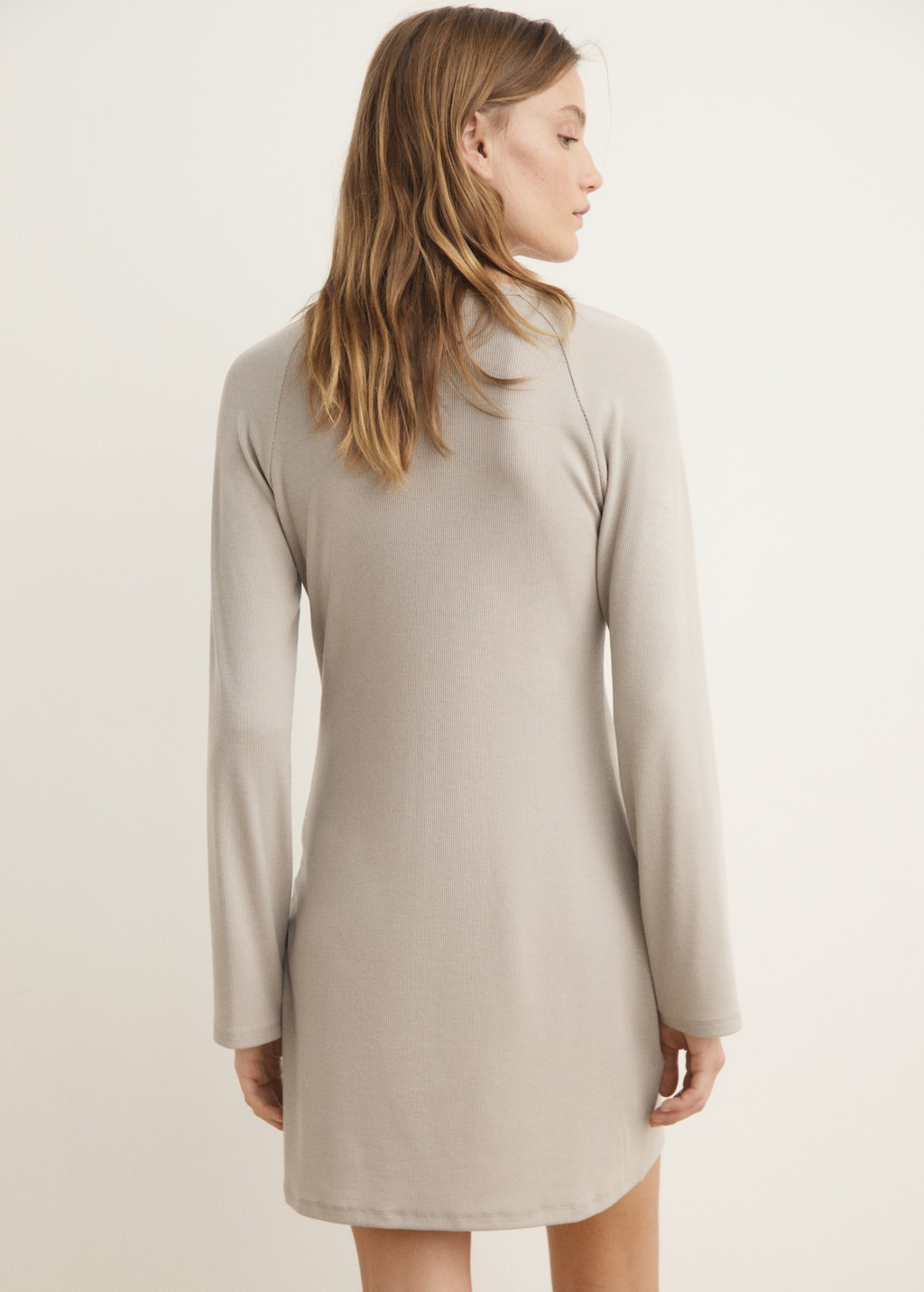 Ribbed-knit nightdress with buttons